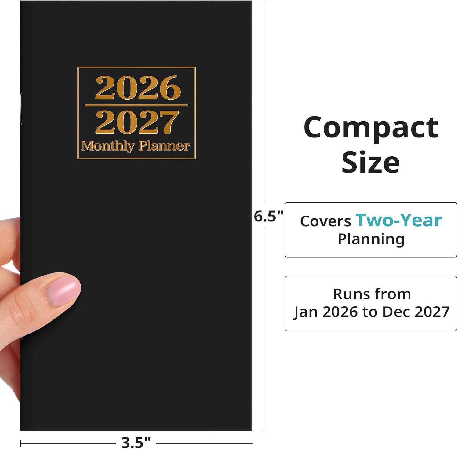 image:imagePocket Calendar 20262027 for Purse Two Year Monthly Planner Pocket Size Jan 2026 to Dec 2027 Monthly Planner Small Size 65 x 35 Color SplashABlack