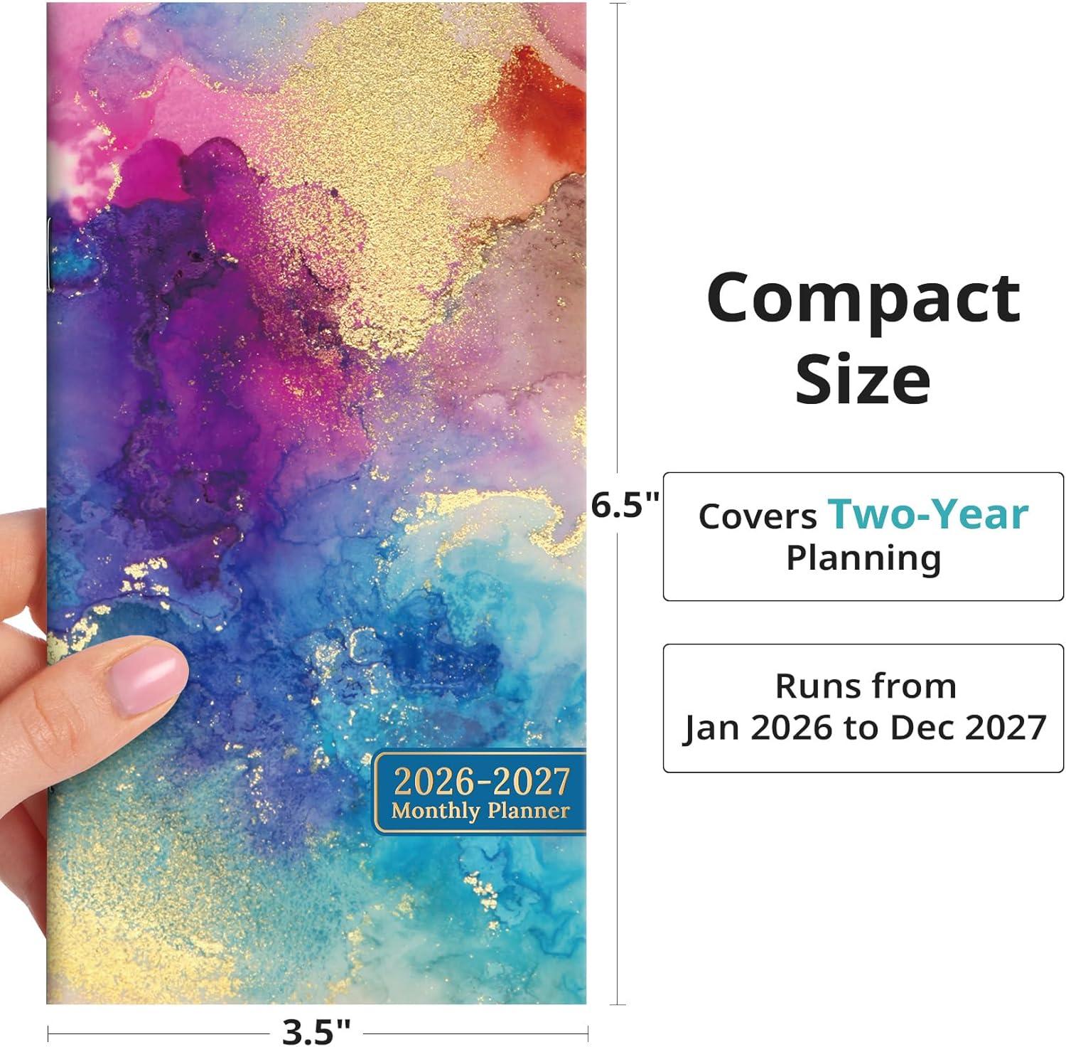image:imagePocket Calendar 20262027 for Purse Two Year Monthly Planner Pocket Size Jan 2026 to Dec 2027 Monthly Planner Small Size 65 x 35  Color SplashBColor Splash