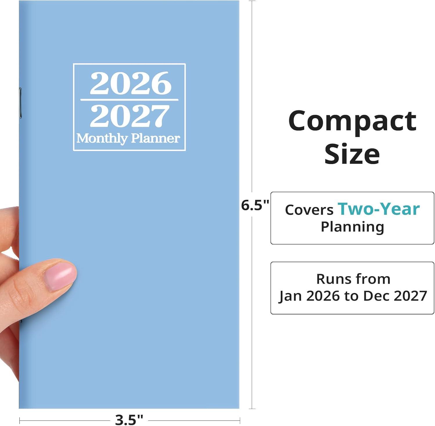 image:imagePocket Calendar 20262027 for Purse Two Year Monthly Planner Pocket Size Jan 2026 to Dec 2027 Monthly Planner Small Size 65 x 35 Color SplashCBlue