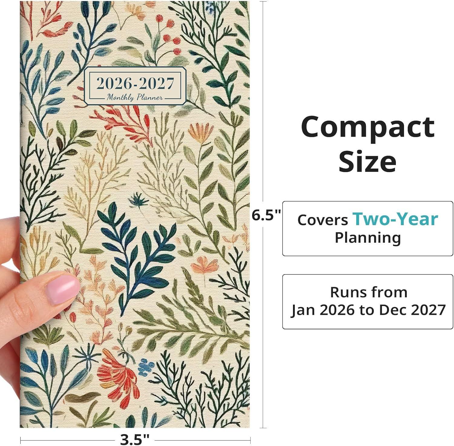 image:imagePocket Calendar 20262027 for Purse Two Year Monthly Planner Pocket Size Jan 2026 to Dec 2027 Monthly Planner Small Size 65 x 35 Color SplashHHerbs