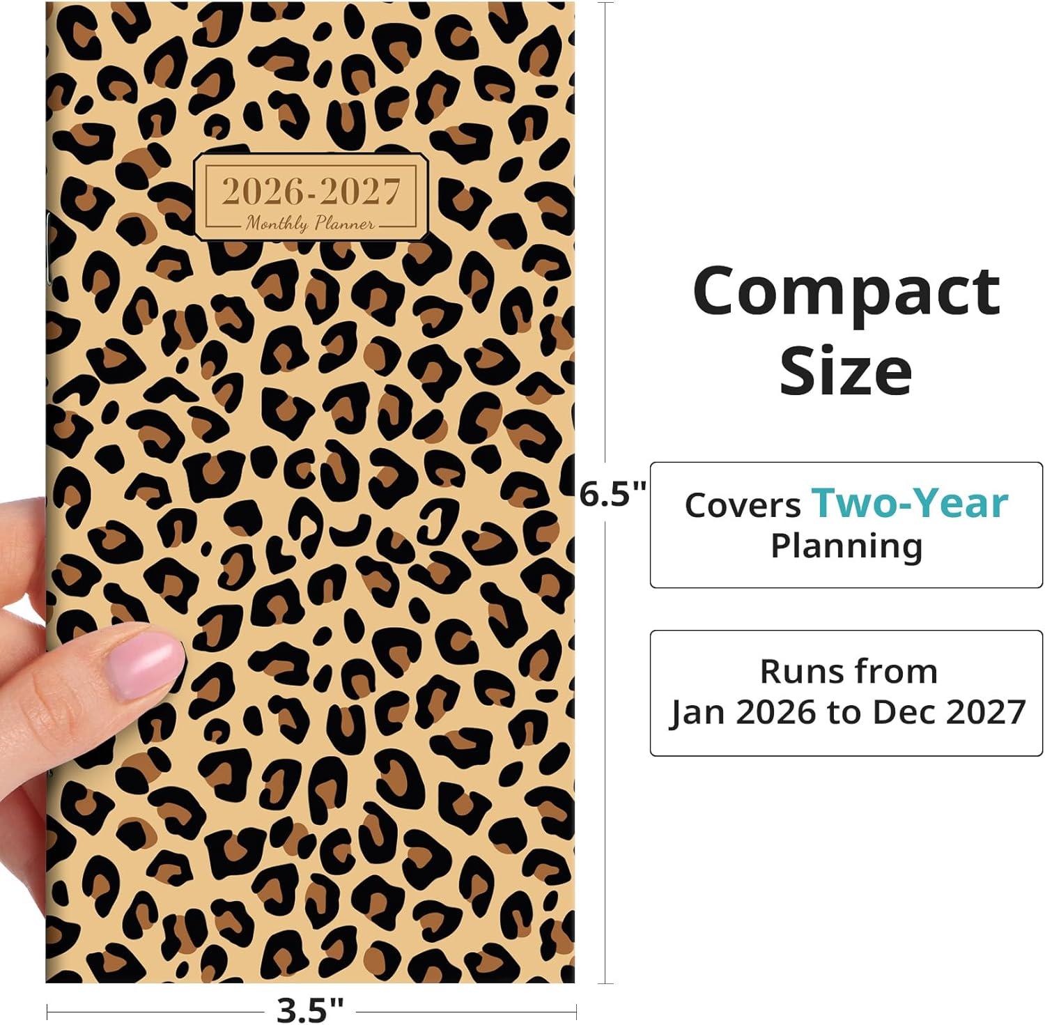 image:imagePocket Calendar 20262027 for Purse Two Year Monthly Planner Pocket Size Jan 2026 to Dec 2027 Monthly Planner Small Size 65 x 35 Color SplashJLeopard