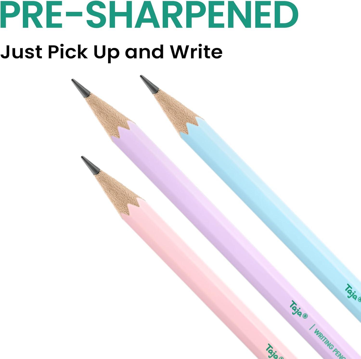 image:imageTaja 150 Pack 2 HB Pencils Bulk PreSharpened WoodCased Pencils with Erasers Large Pack Writing amp Drawing Pencils for School Classroom Testing MacaronMulticolor