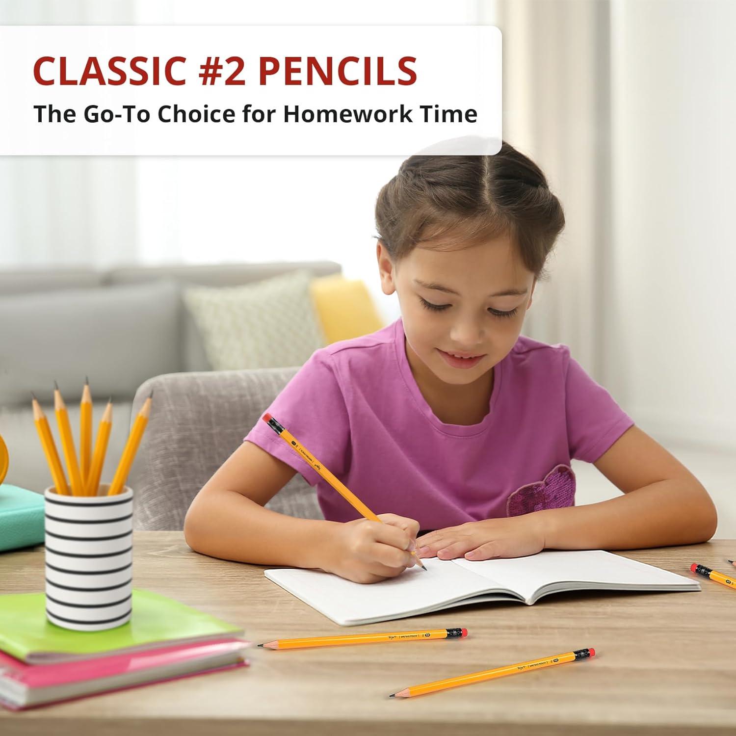image:imageTaja 50 Pack WoodCased 2 HB Pencils Bulk PreSharpened Pencils with Top Erasers Perfect for School amp Classroom Writing and Drawing MacaronYellow