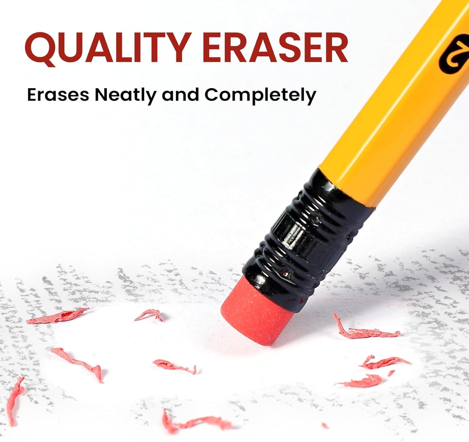 image:imageTaja 50 Pack WoodCased 2 HB Pencils Bulk PreSharpened Pencils with Top Erasers Perfect for School amp Classroom Writing and Drawing MacaronYellow