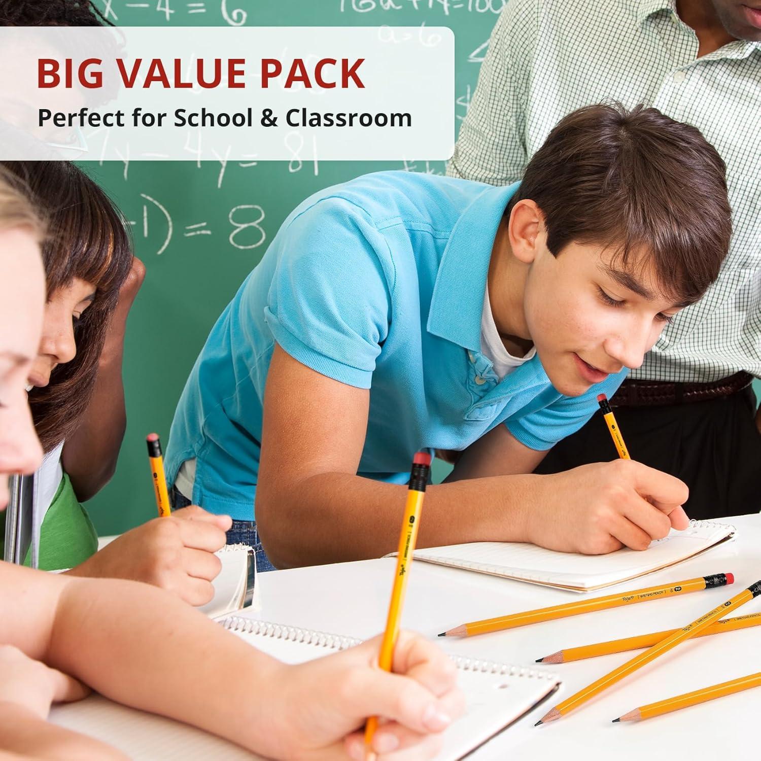 image:imageTaja 50 Pack WoodCased 2 HB Pencils Bulk PreSharpened Pencils with Top Erasers Perfect for School amp Classroom Writing and Drawing MacaronYellow