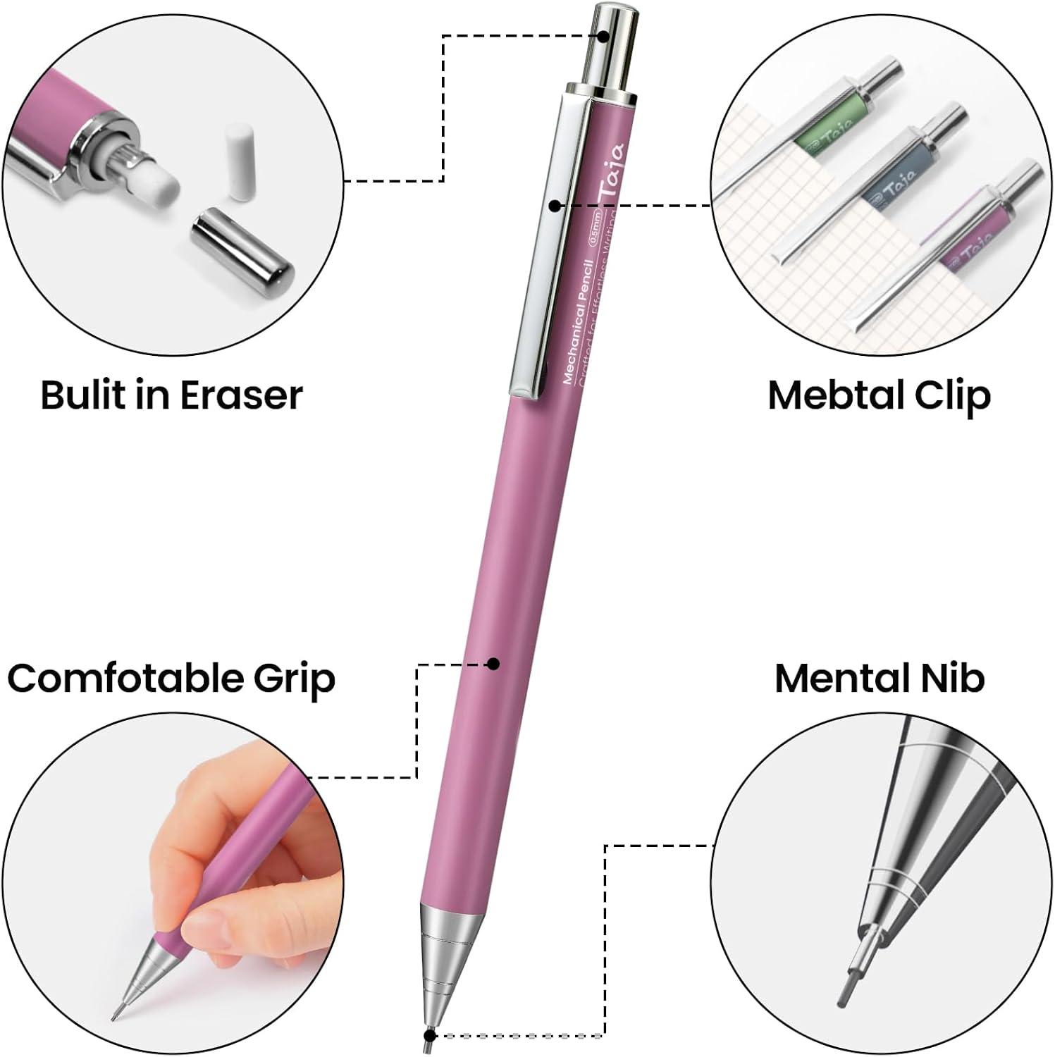 image:imageTaja Aesthetic 05mm Mechanical Pencil Set with Case 3 Vintage Mechanical Pencils 4 Tubes HB 2 Lead Refills 3 Erasers amp 12 Eraser Refills Cute Pencil Kit for Back to School Stationery Supplies