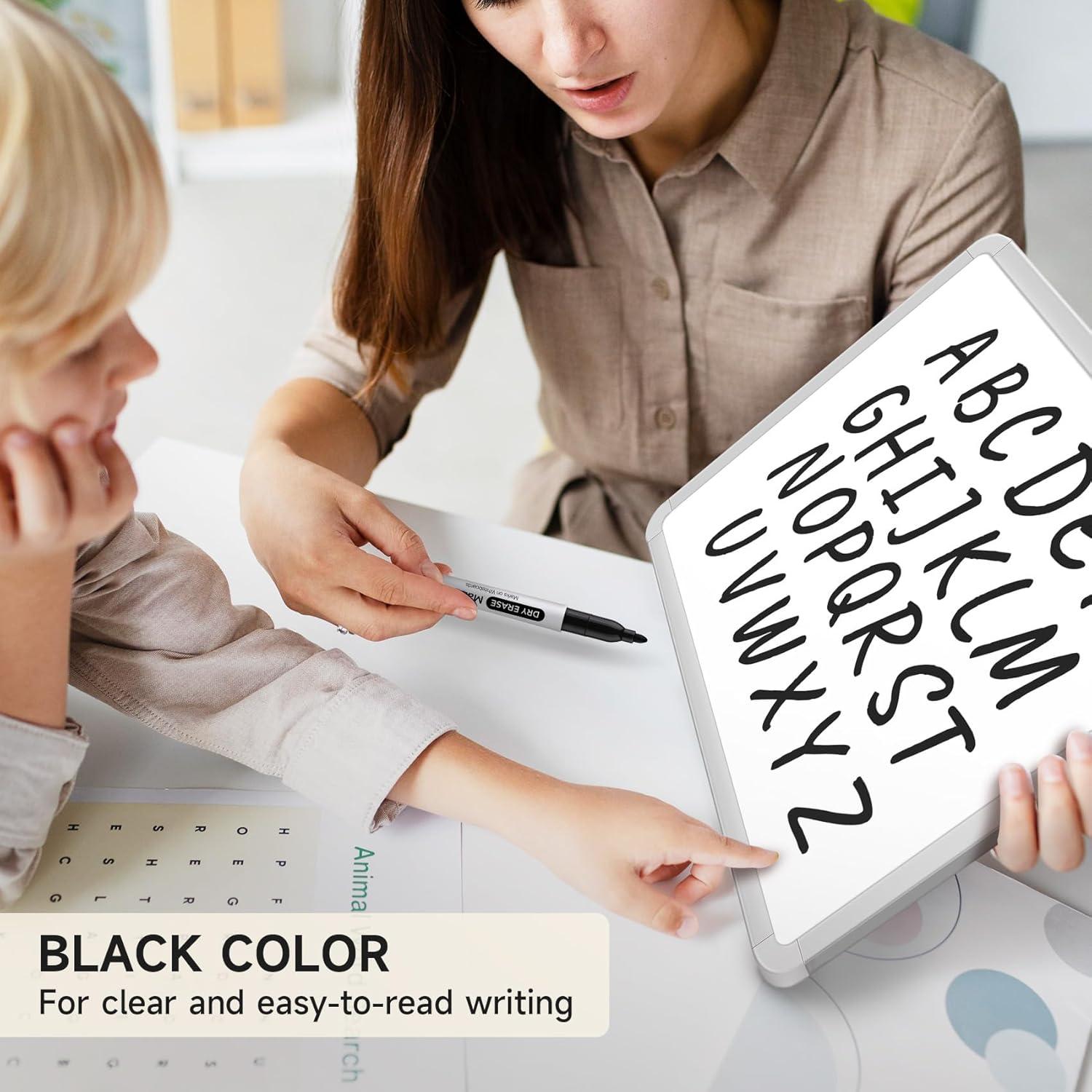 image:imageTaja Dry Erase Markers Fine Tip 30 Pack Black Thin Low Odor WhiteBoard Markers Bulk Set for School Classroom Office Supplies