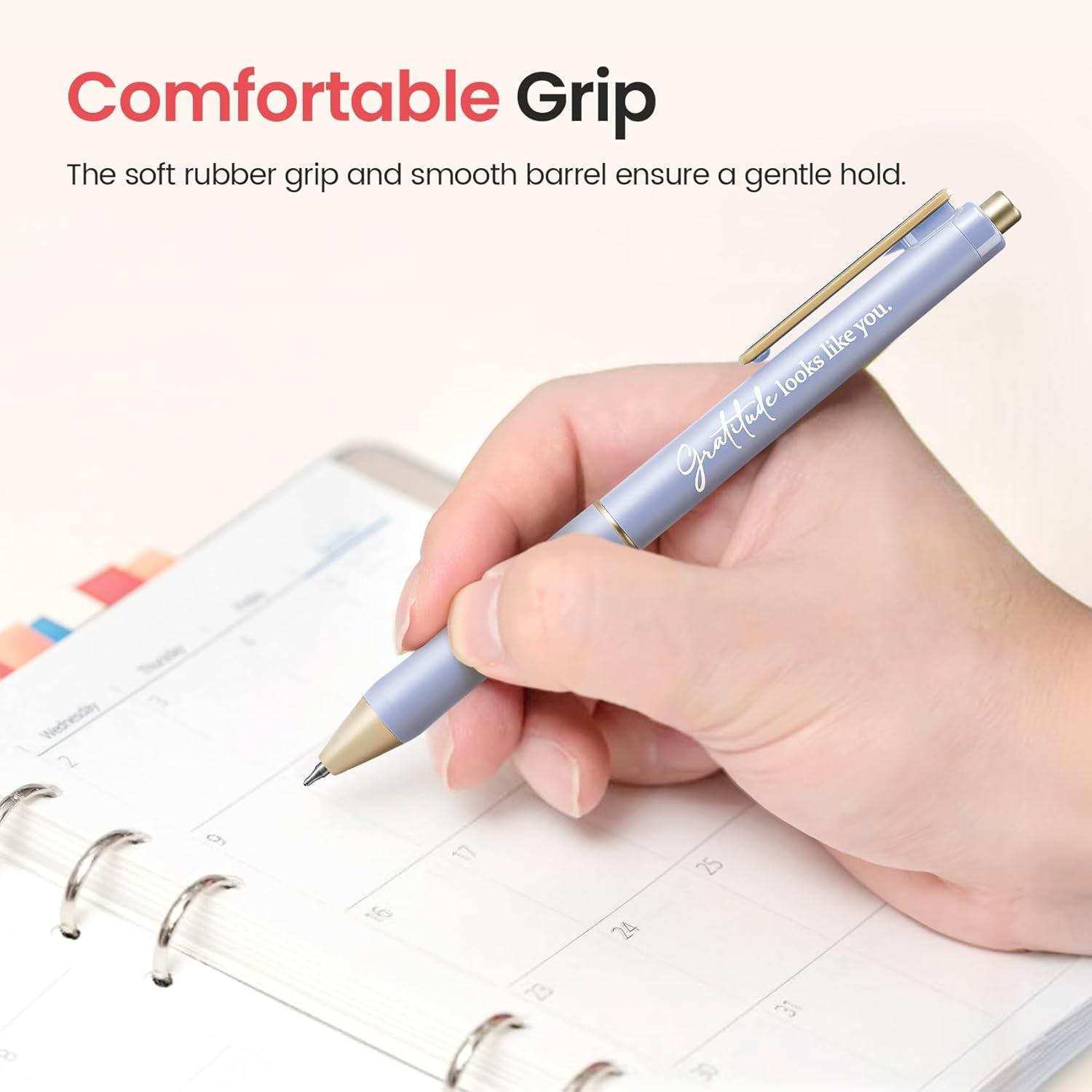 image:imageTaja Gel Pens 6 Pcs Quick Dry Black Gel Ink Pens 05mm Fine Point Smooth Writing Pens for Journaling and Note Taking Cute Aesthetic Pens for Women amp MenBluePastelGratitude