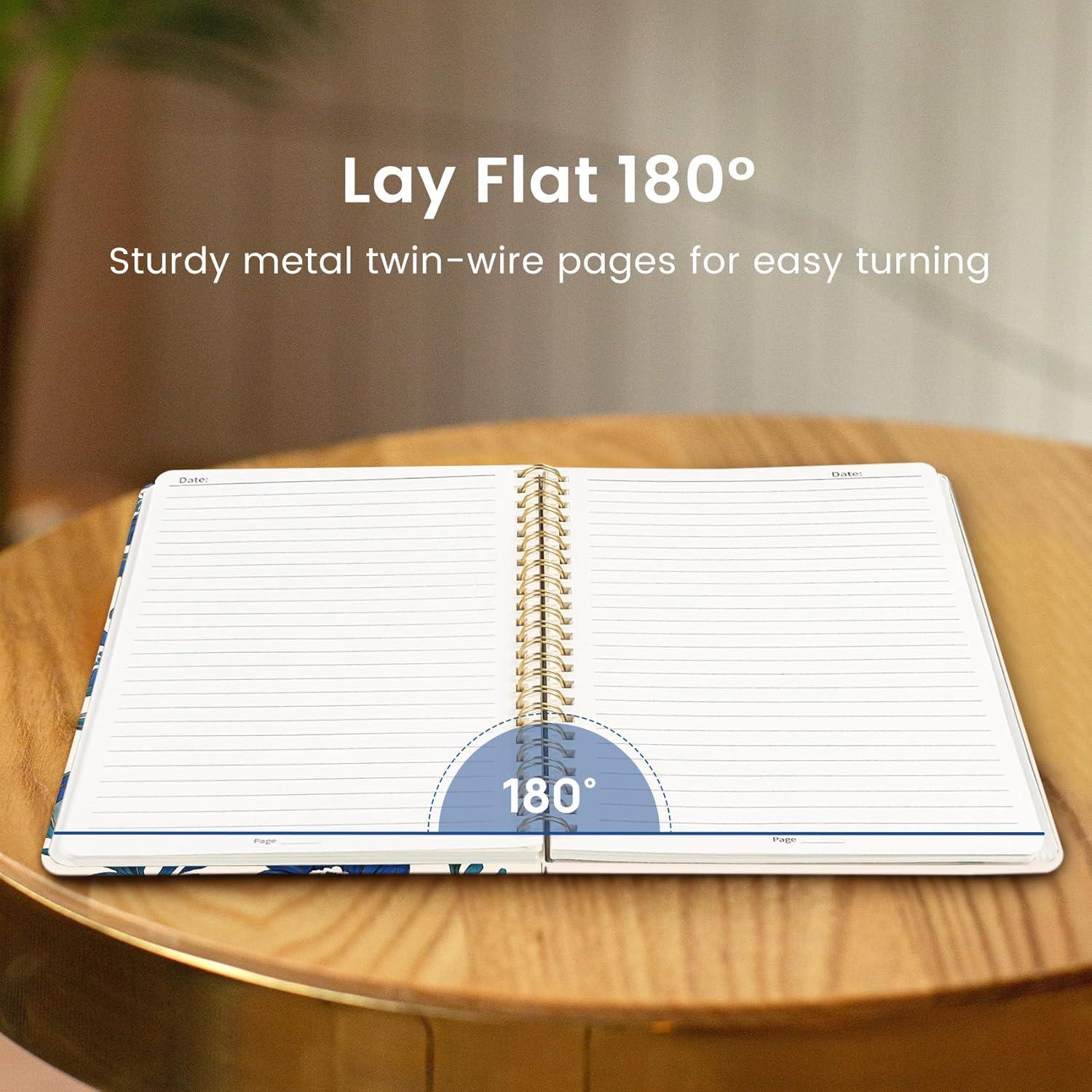image:imageTaja Lined Spiral Journal Notebook for Women A5 Cute College Ruled Hardcover Notebook for Work amp Note Taking Pretty Journal for Writing 140 Pages Flower GardeneCobalt Florals