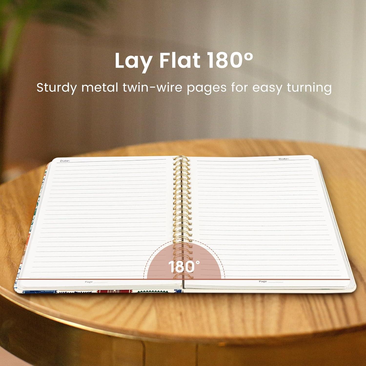 image:imageTaja Lined Spiral Journal Notebook for Women A5 Cute College Ruled Hardcover Notebook for Work amp Note Taking Pretty Journal for Writing 140 Pages Flower GardenbWanderlust Stamps