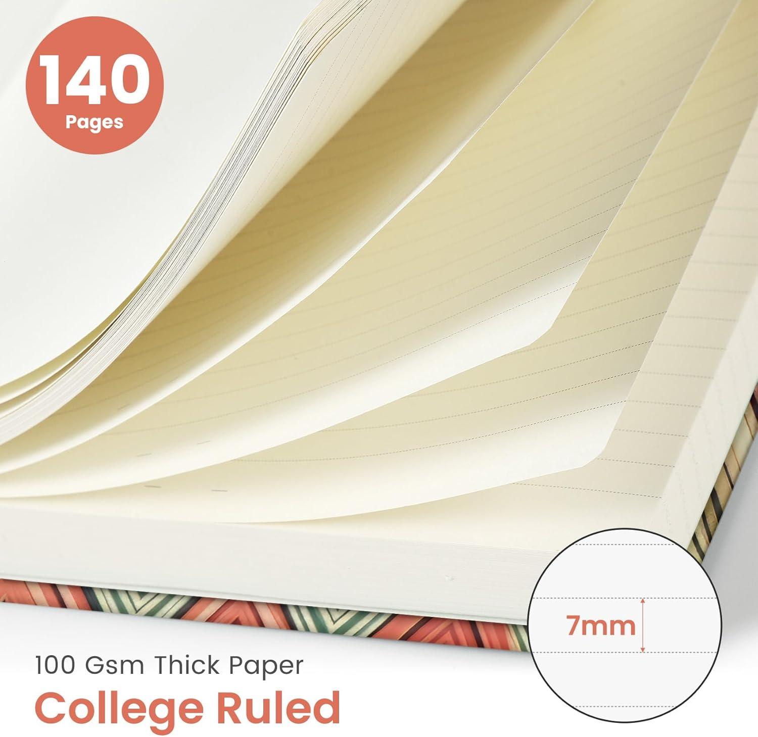 image:imageTaja Lined Spiral Journal Notebook for Women A5 Cute College Ruled Hardcover Notebook for Work amp Note Taking Pretty Journal for Writing 140 Pages Flower GardenrRetro Weave