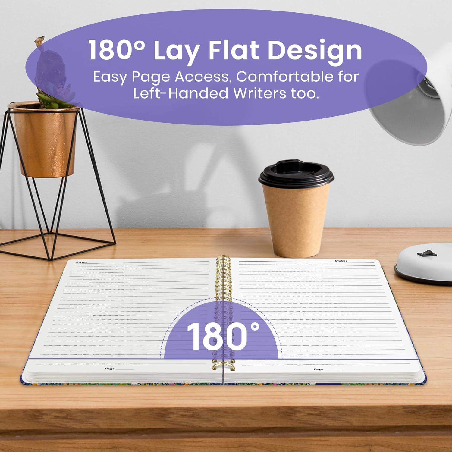 image:imageTaja Lined Spiral Journal Notebook for Women Pretty College Ruled Notebook for Work amp Note Taking A5 Hardcover Journal for Writing Cute Aesthetic 140 Pages ButterflyWLavender Dusk