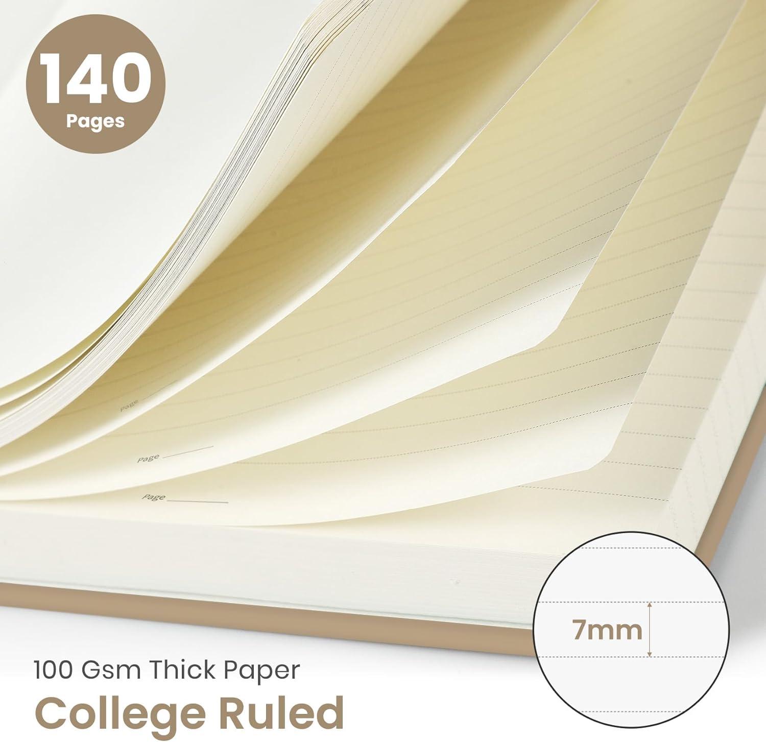 image:imageTaja Lined Spiral Journal Notebook for Women amp Men 140 Pages College Ruled Hardcover Notebook for Work amp Note Taking Journals for Writing A557 x 79 GreenSOat Brown