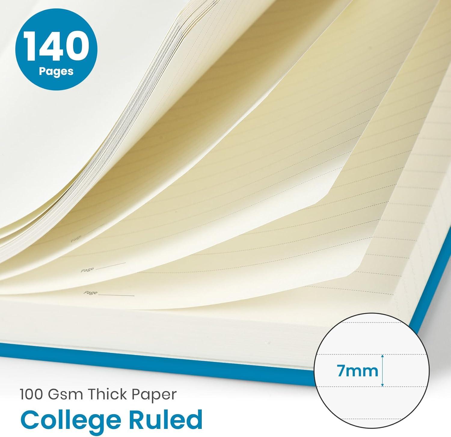 image:imageTaja Lined Spiral Journal Notebook for Women amp Men 140 Pages College Ruled Hardcover Notebook for Work amp Note Taking Journals for Writing A557 x 79 GreenIAzure Blue