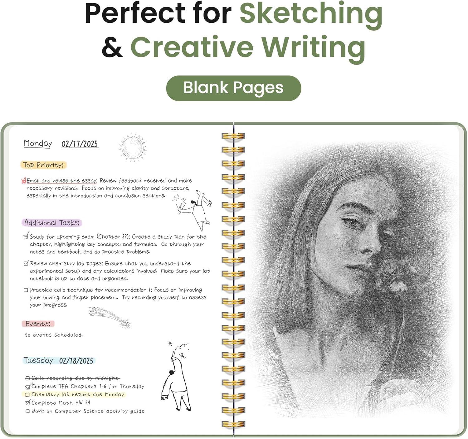 image:imageTaja Lined Spiral Journal Notebook for Women amp Men 140 Pages College Ruled Hardcover Notebook for Work amp Note Taking Journals for Writing A557 x 79 GreenAGreen