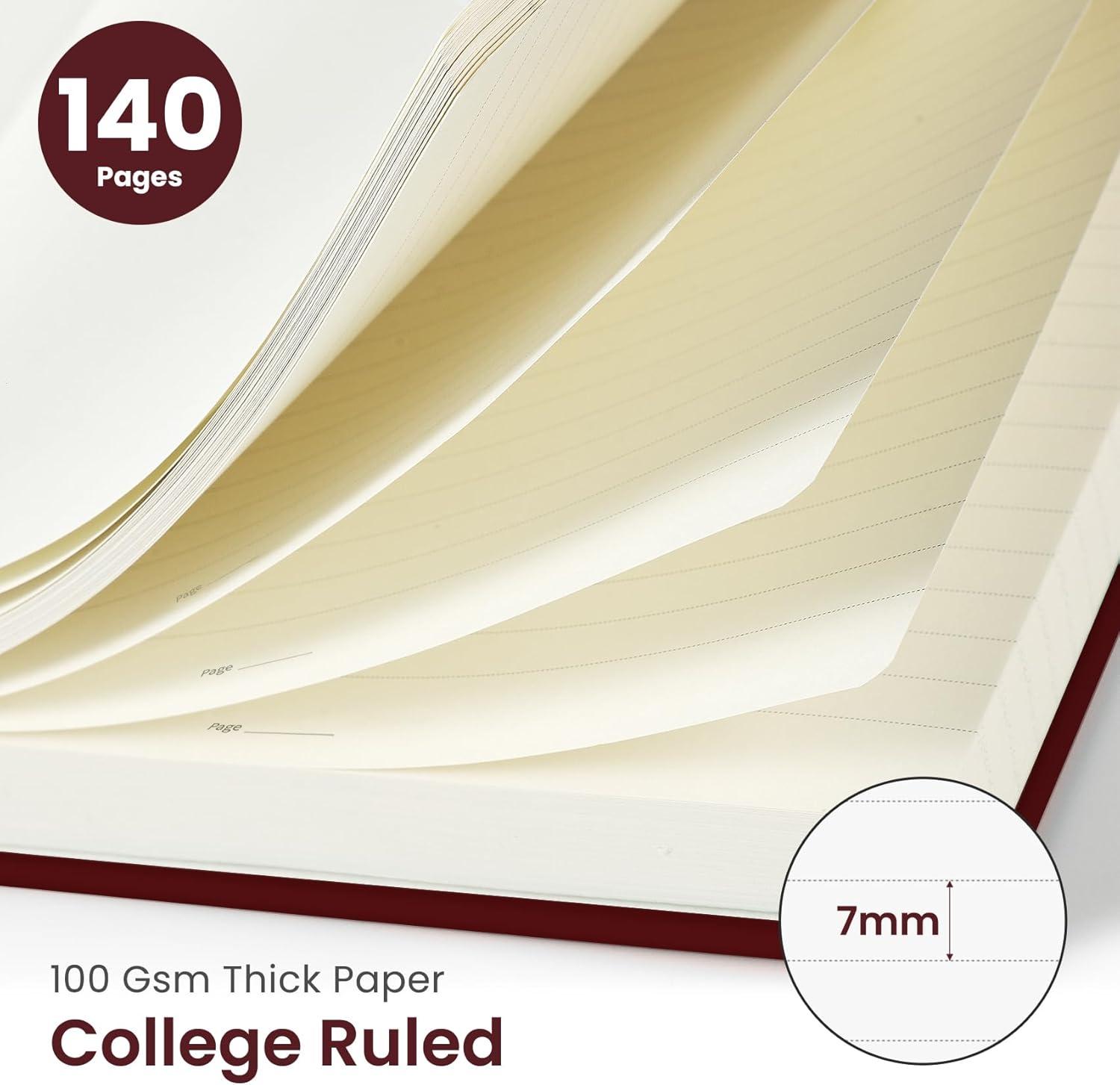 image:imageTaja Lined Spiral Journal Notebook for Women amp Men 140 Pages College Ruled Hardcover Notebook for Work amp Note Taking Journals for Writing A557 x 79 GreenGBurgundy