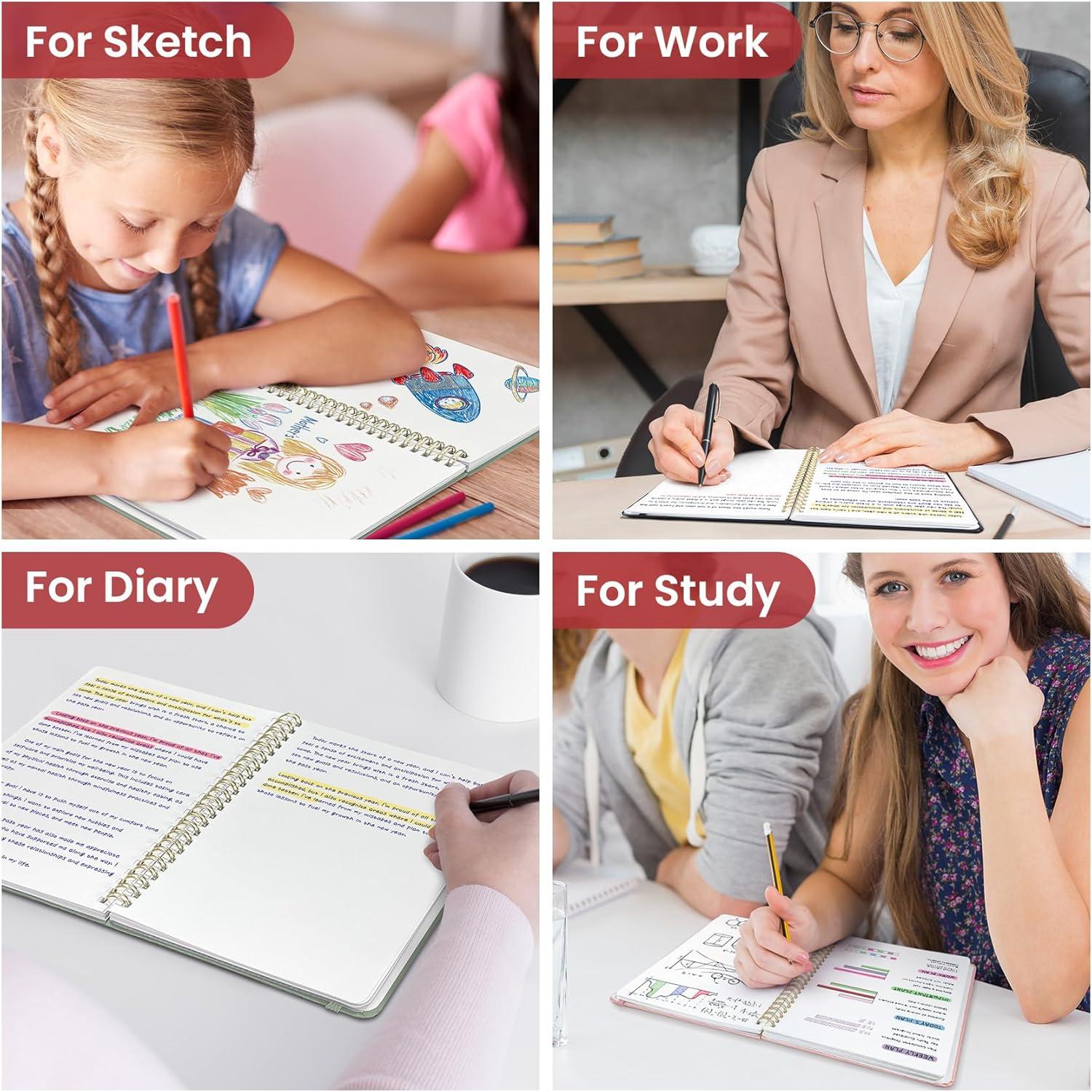 image:imageTaja Lined Spiral Journal Notebook for Women amp Men 140 Pages College Ruled Hardcover Notebook for Work amp Note Taking Journals for Writing A557 x 79 GreenCBlack
