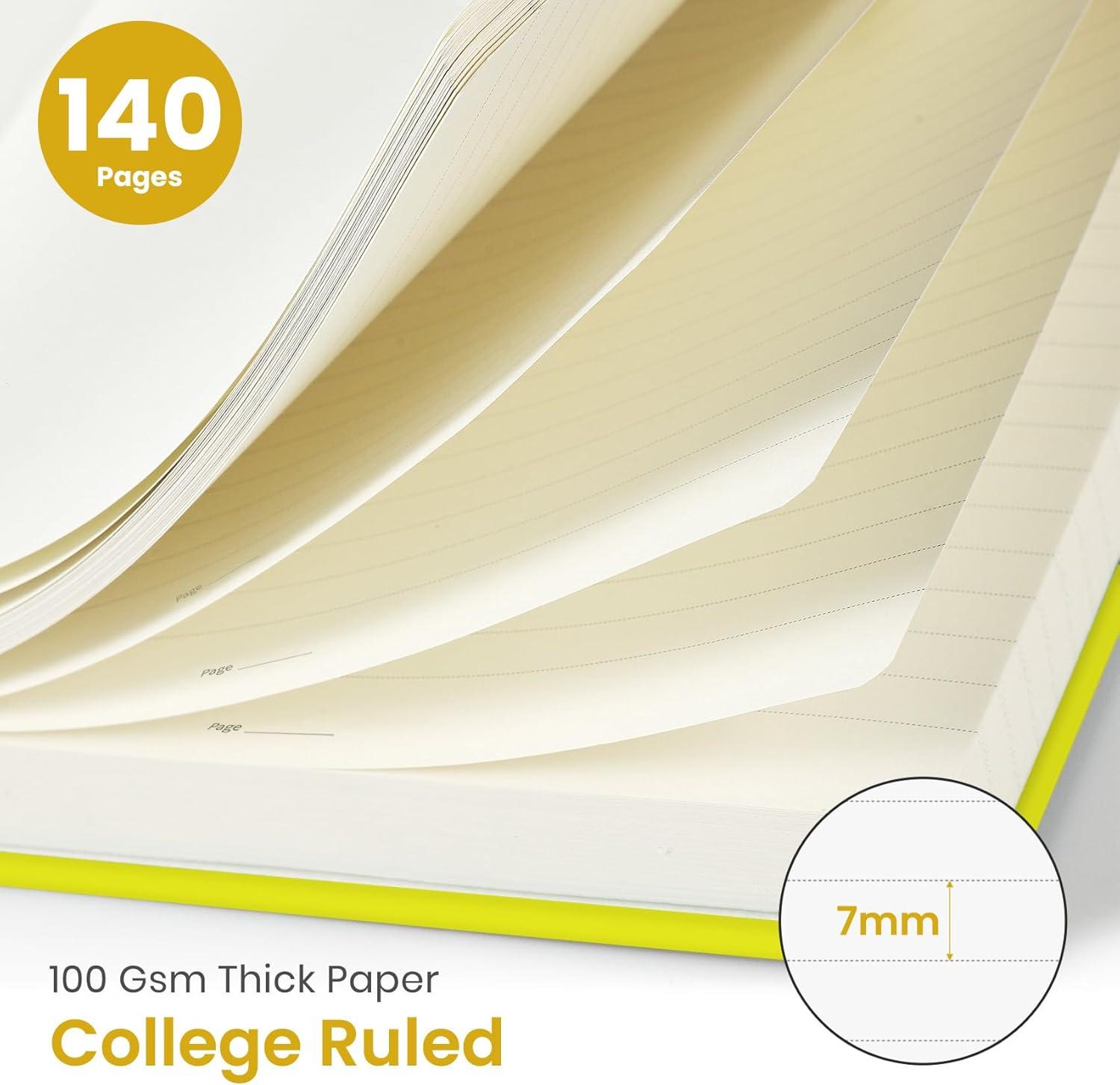image:imageTaja Lined Spiral Journal Notebook for Women amp Men 140 Pages College Ruled Hardcover Notebook for Work amp Note Taking Journals for Writing A557 x 79 GreenPLemon Yellow
