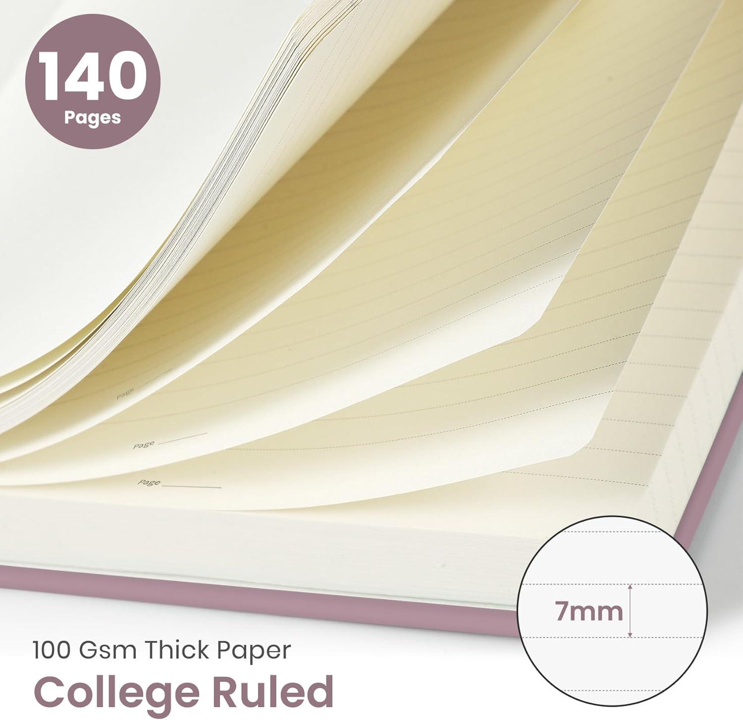 image:imageTaja Lined Spiral Journal Notebook for Women amp Men 140 Pages College Ruled Hardcover Notebook for Work amp Note Taking Journals for Writing A557 x 79 GreenKBoho Purple