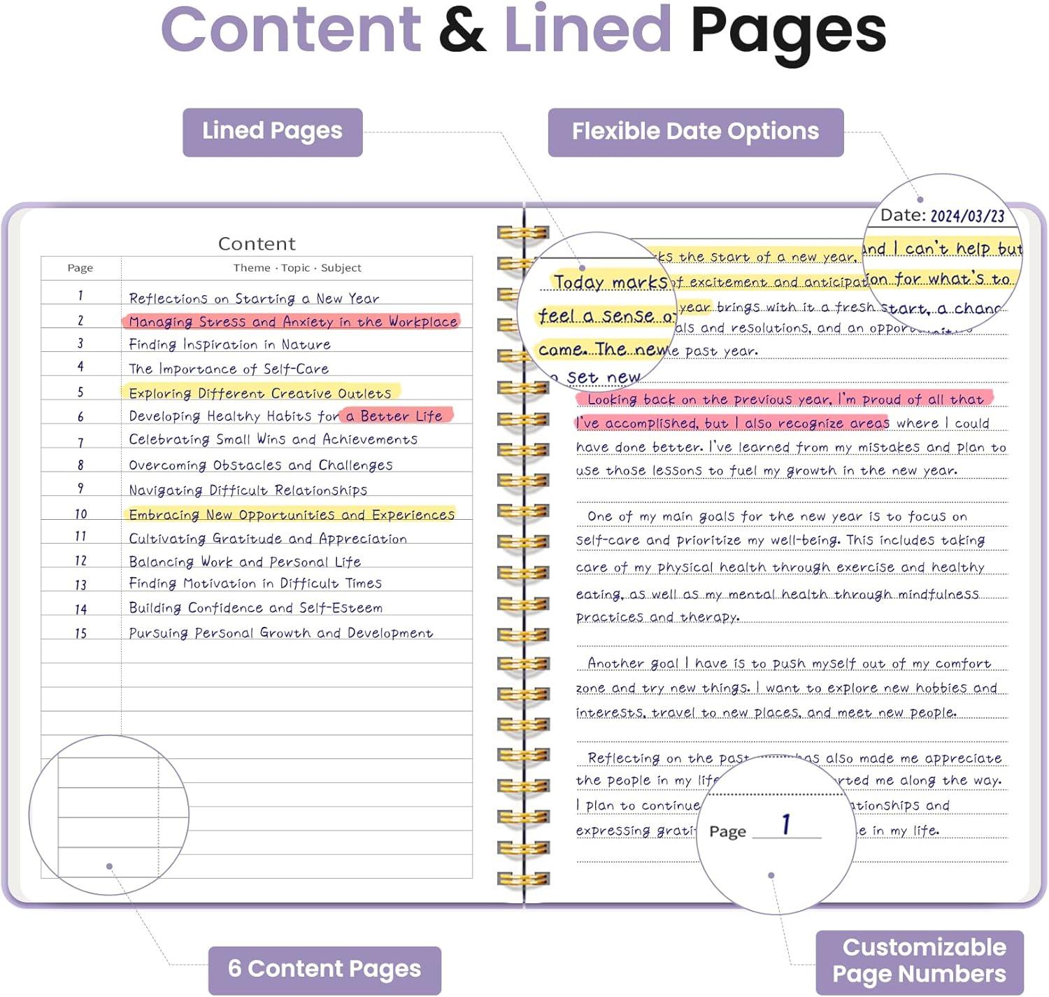 image:imageTaja Lined Spiral Journal Notebook for Women amp Men 140 Pages College Ruled Hardcover Notebook for Work amp Note Taking Journals for Writing A557 x 79 GreenEPurple