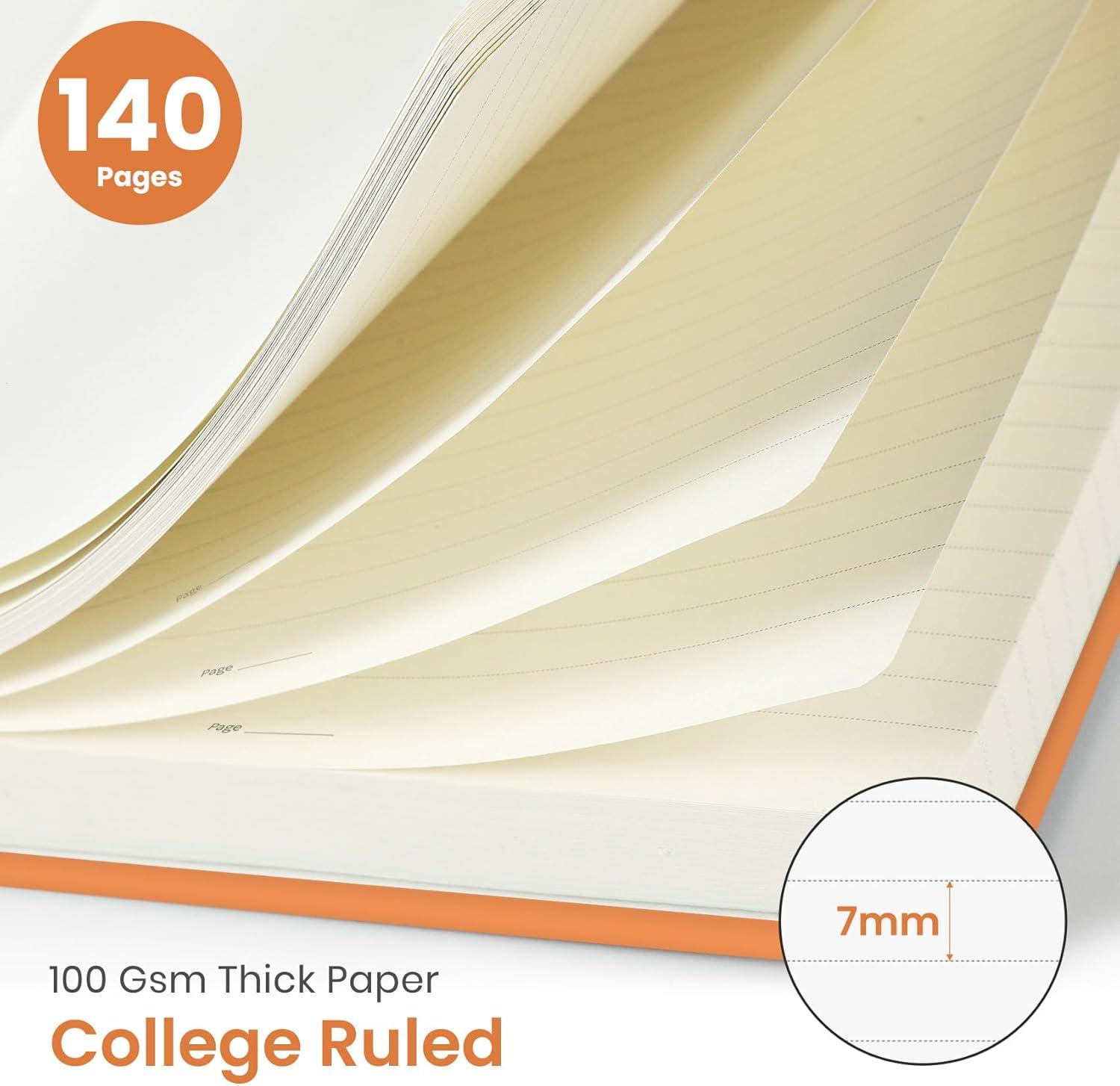 image:imageTaja Lined Spiral Journal Notebook for Women amp Men 140 Pages College Ruled Hardcover Notebook for Work amp Note Taking Journals for Writing A557 x 79 GreenPBright Orange