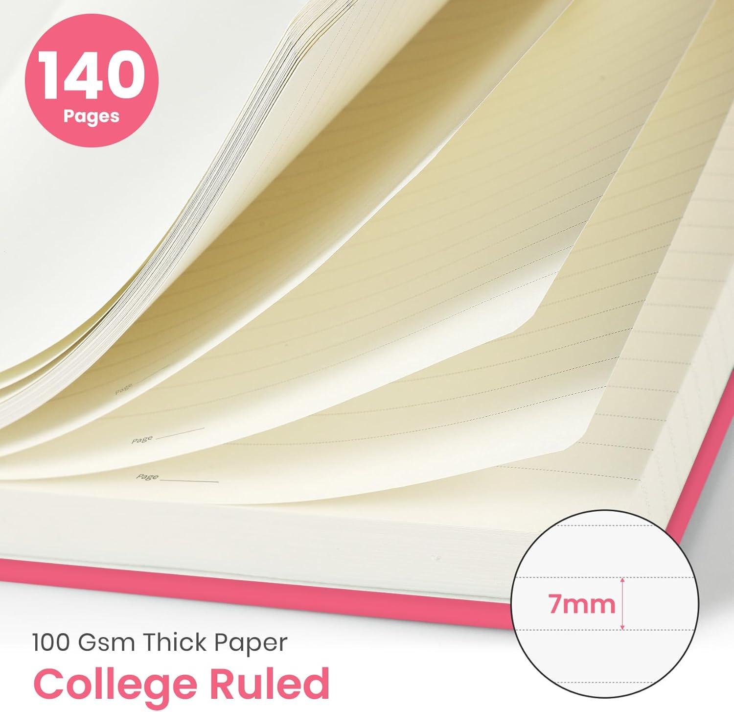 image:imageTaja Lined Spiral Journal Notebook for Women amp Men 140 Pages College Ruled Hardcover Notebook for Work amp Note Taking Journals for Writing A557 x 79 GreenLPeach Pink