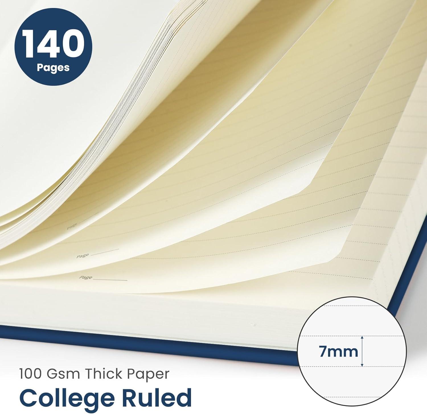 image:imageTaja Lined Spiral Journal Notebook for Women amp Men 140 Pages College Ruled Hardcover Notebook for Work amp Note Taking Journals for Writing A557 x 79 GreenFNavy