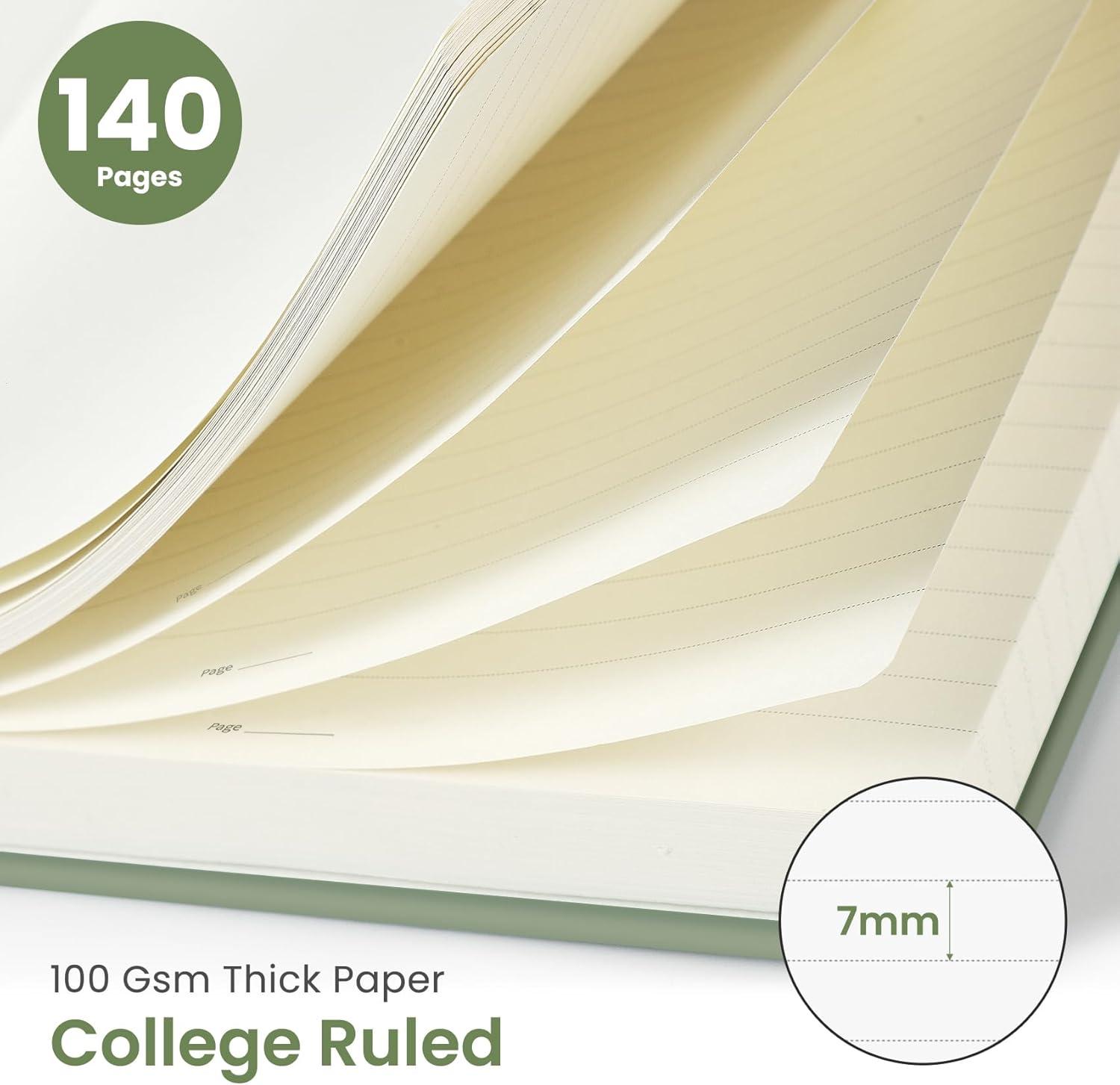 image:imageTaja Lined Spiral Journal Notebook for Women amp Men 140 Pages College Ruled Hardcover Notebook for Work amp Note Taking Journals for Writing A557 x 79 GreenAGreen