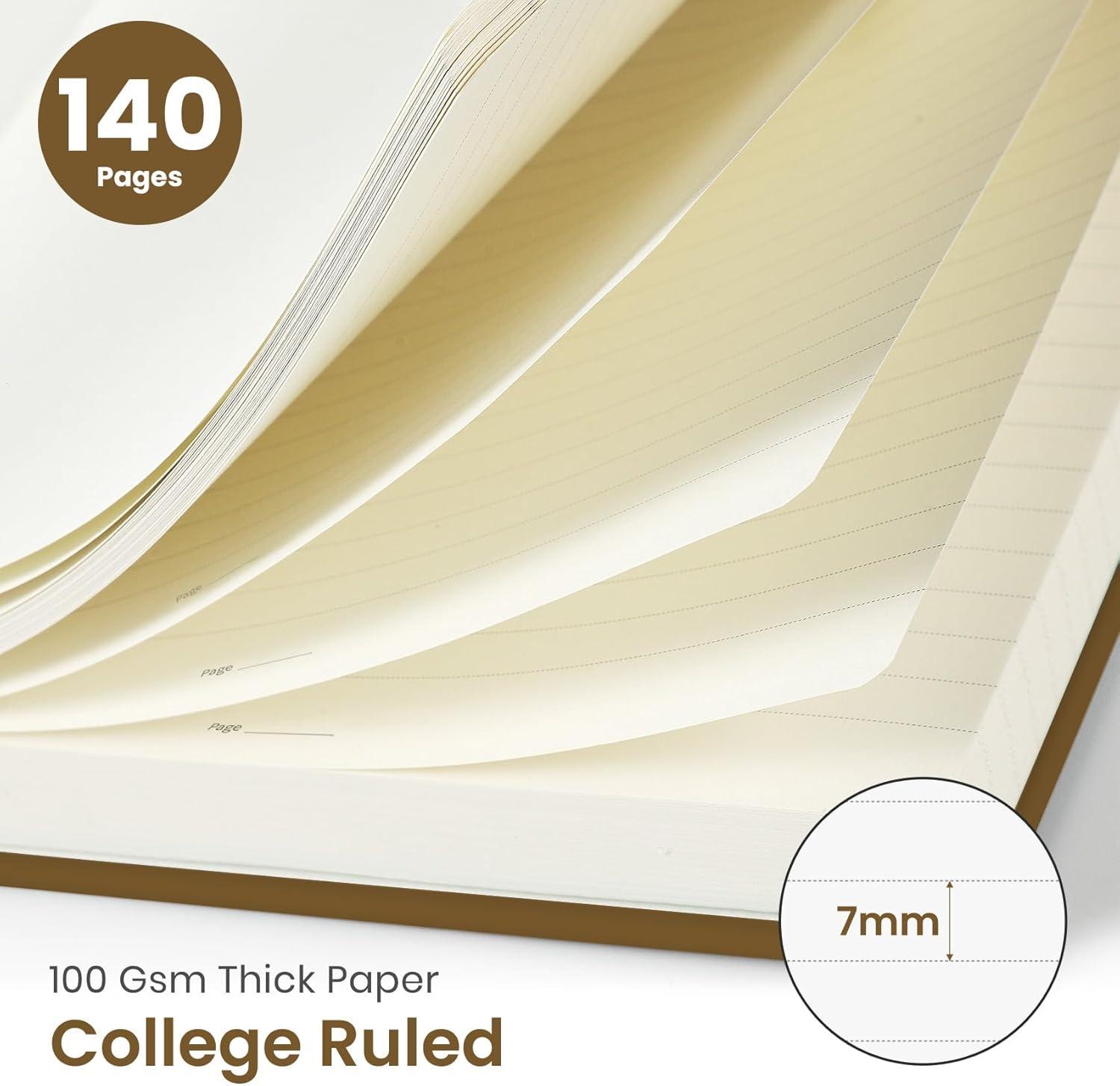 image:imageTaja Lined Spiral Journal Notebook for Women amp Men 140 Pages College Ruled Hardcover Notebook for Work amp Note Taking Journals for Writing A557 x 79 GreenKMocha Earth