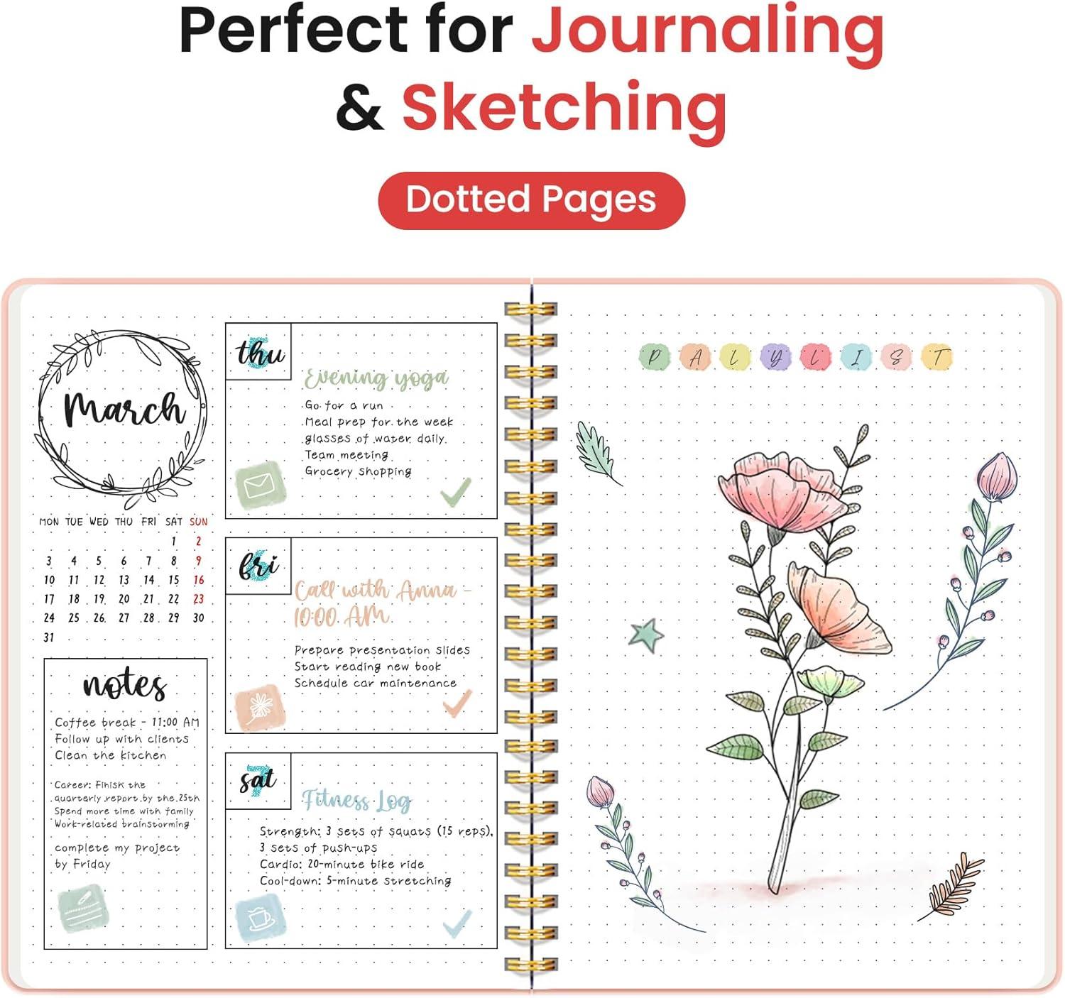 image:imageTaja Lined Spiral Journal Notebook for Women amp Men 140 Pages College Ruled Hardcover Notebook for Work amp Note Taking Journals for Writing A557 x 79 GreenBPink