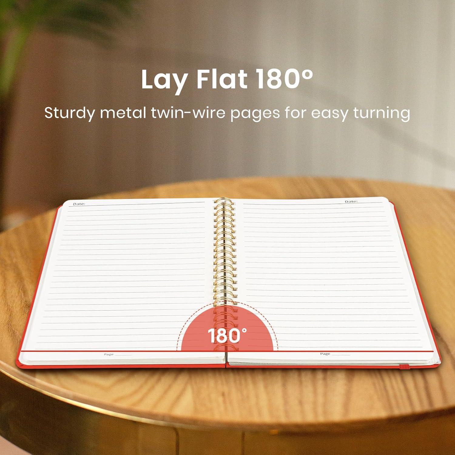 image:imageTaja Lined Spiral Journal Notebook for Women amp Men 140 Pages College Ruled Hardcover Notebook for Work amp Note Taking Journals for Writing A557 x 79 GreenRTomato Red