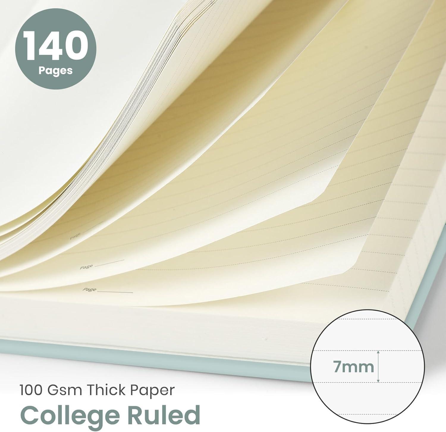 image:imageTaja Lined Spiral Journal Notebook for Women amp Men 140 Pages College Ruled Hardcover Notebook for Work amp Note Taking Journals for Writing A557 x 79 GreenRDusty Blue