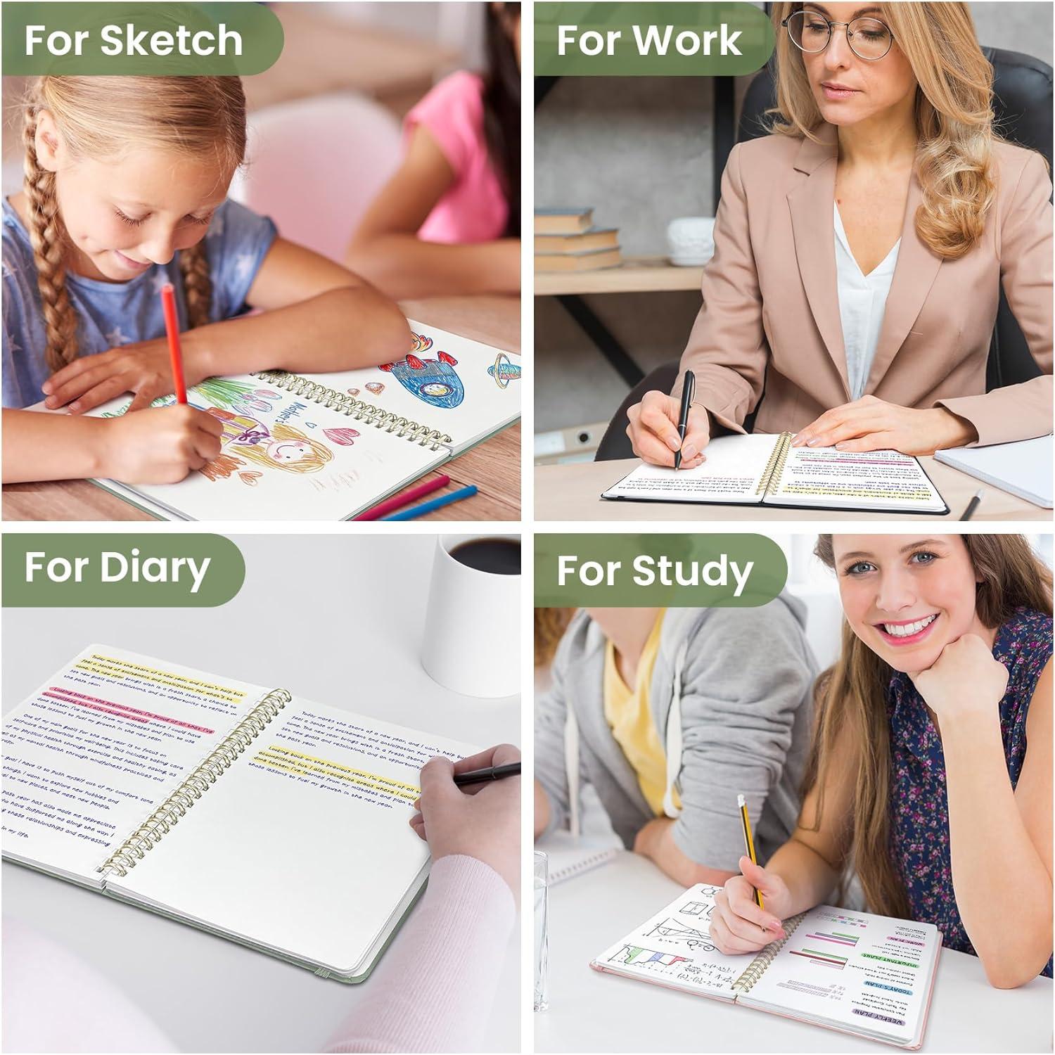 image:imageTaja Lined Spiral Journal Notebook for Women amp Men 140 Pages College Ruled Hardcover Notebook for Work amp Note Taking Journals for Writing A557 x 79 GreenAGreen