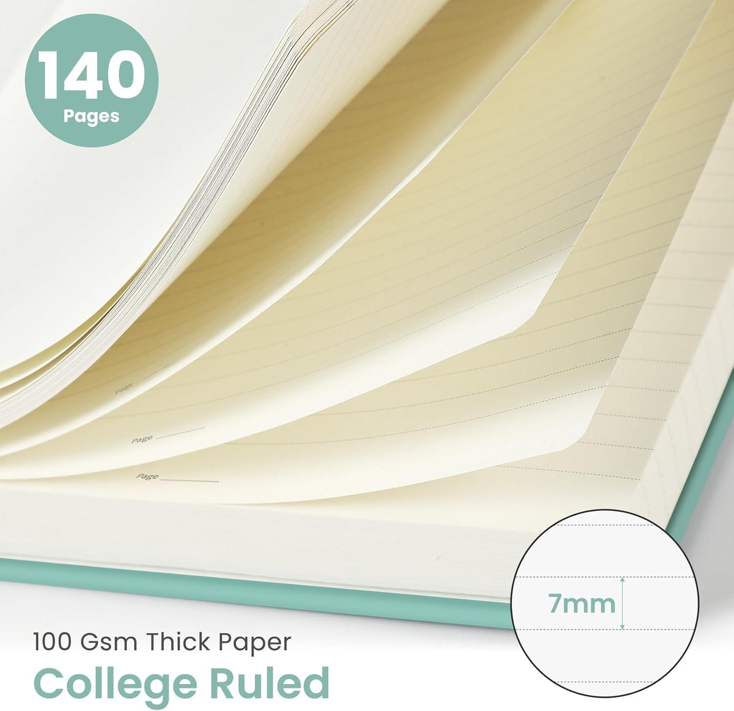 image:imageTaja Lined Spiral Journal Notebook for Women amp Men 140 Pages College Ruled Hardcover Notebook for Work amp Note Taking Journals for Writing A557 x 79 GreenJSage Green