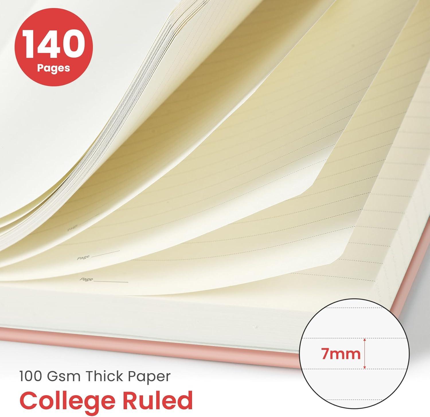 image:imageTaja Lined Spiral Journal Notebook for Women amp Men 140 Pages College Ruled Hardcover Notebook for Work amp Note Taking Journals for Writing A557 x 79 GreenBPink