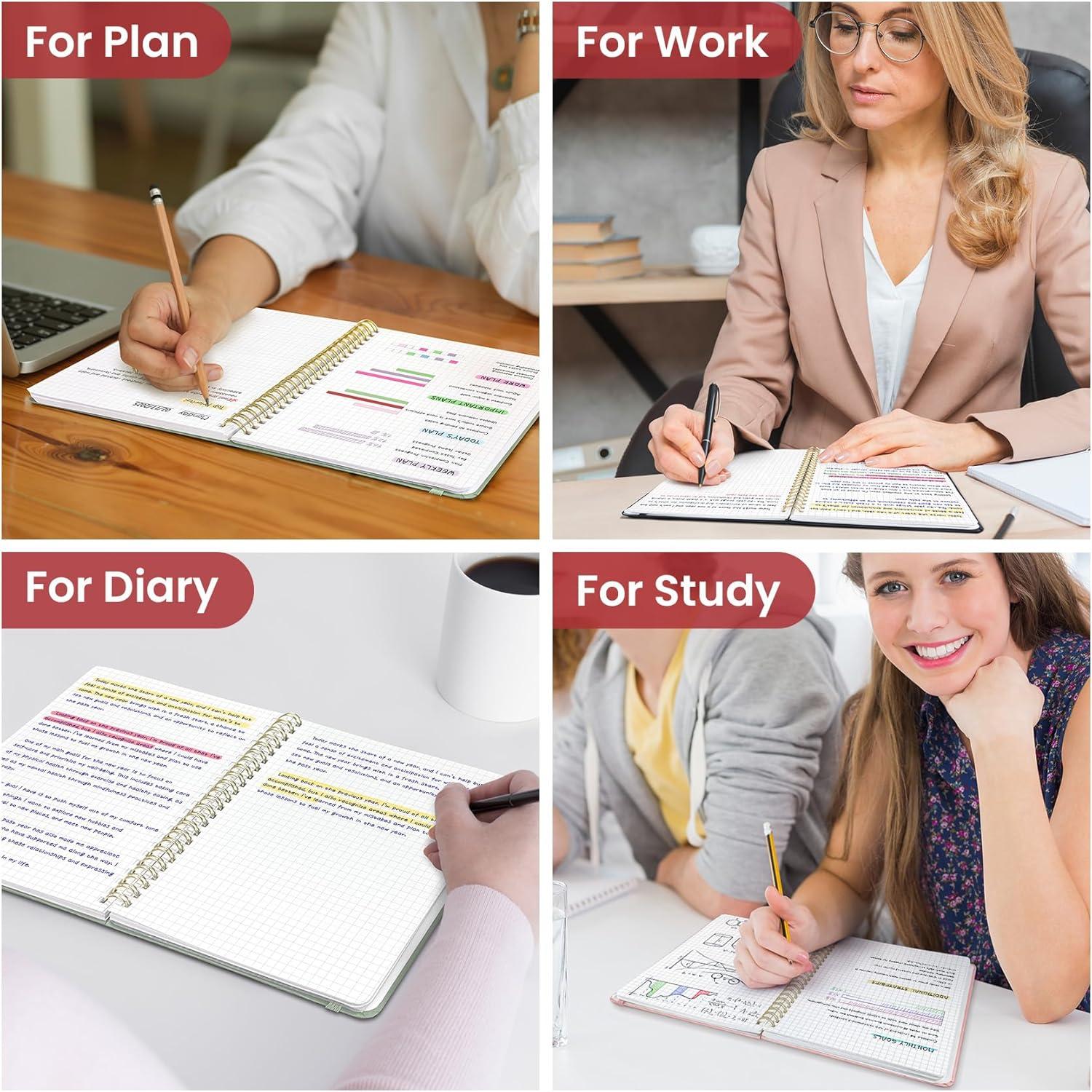 image:imageTaja Lined Spiral Journal Notebook for Women amp Men 140 Pages College Ruled Hardcover Notebook for Work amp Note Taking Journals for Writing A557 x 79 GreenCBlack
