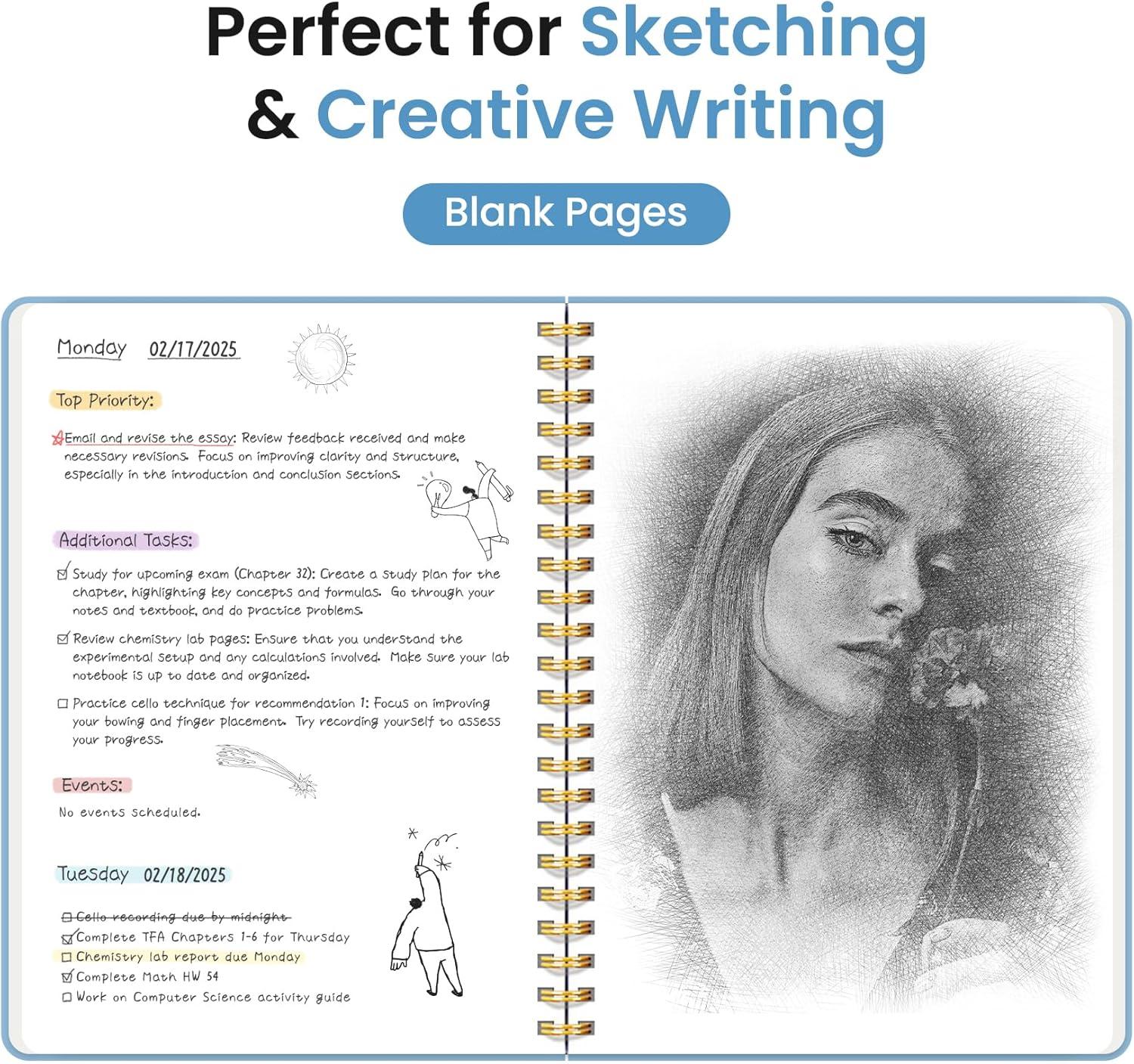 image:imageTaja Lined Spiral Journal Notebook for Women amp Men 140 Pages College Ruled Hardcover Notebook for Work amp Note Taking Journals for Writing A557 x 79 GreenDBlue