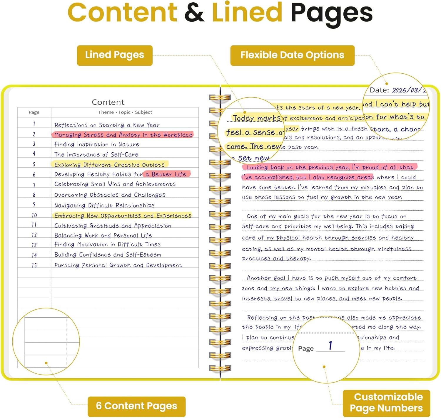image:imageTaja Lined Spiral Journal Notebook for Women amp Men 140 Pages College Ruled Hardcover Notebook for Work amp Note Taking Journals for Writing A557 x 79 GreenPLemon Yellow