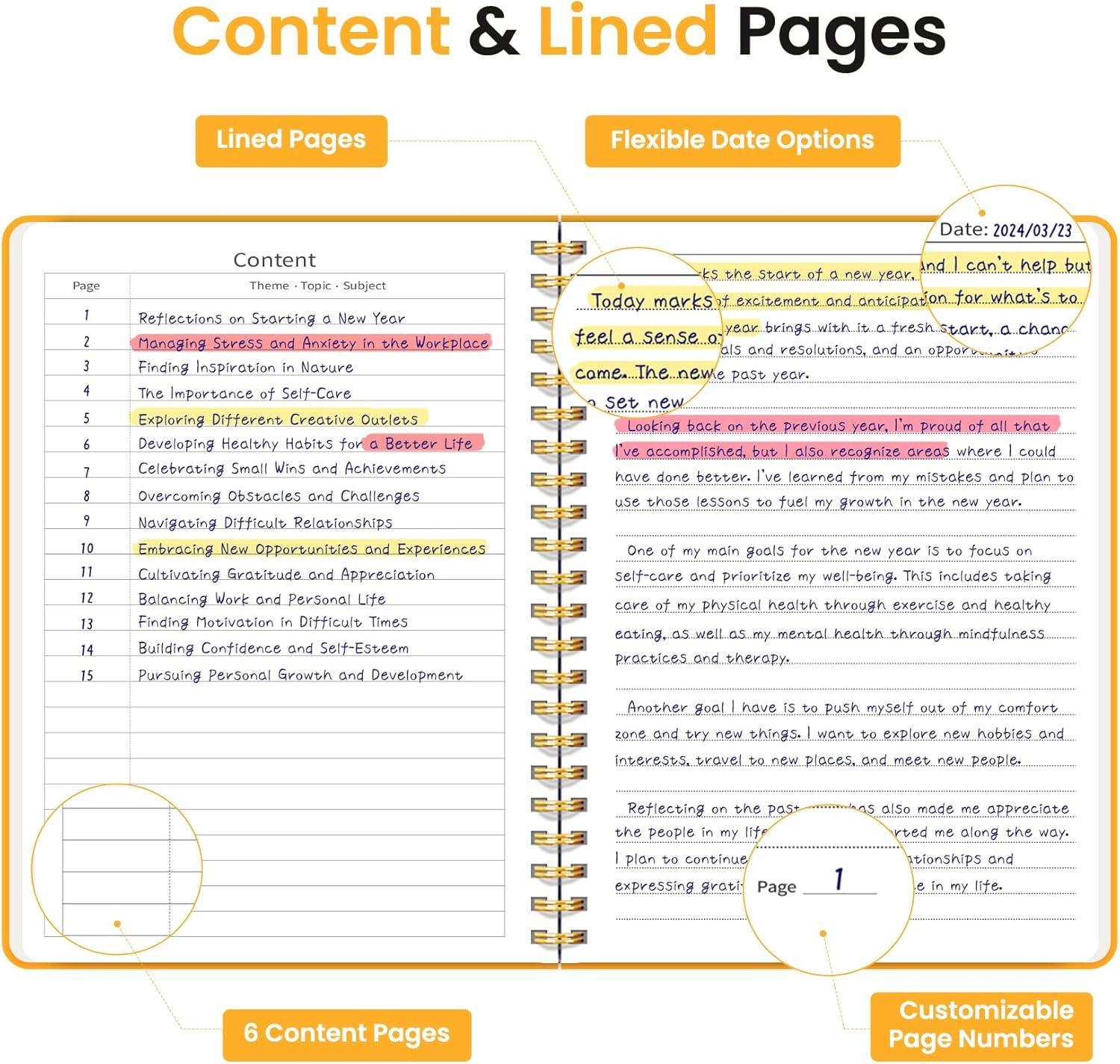 image:imageTaja Lined Spiral Journal Notebook for Women amp Men 140 Pages College Ruled Hardcover Notebook for Work amp Note Taking Journals for Writing A557 x 79 GreenHYellow