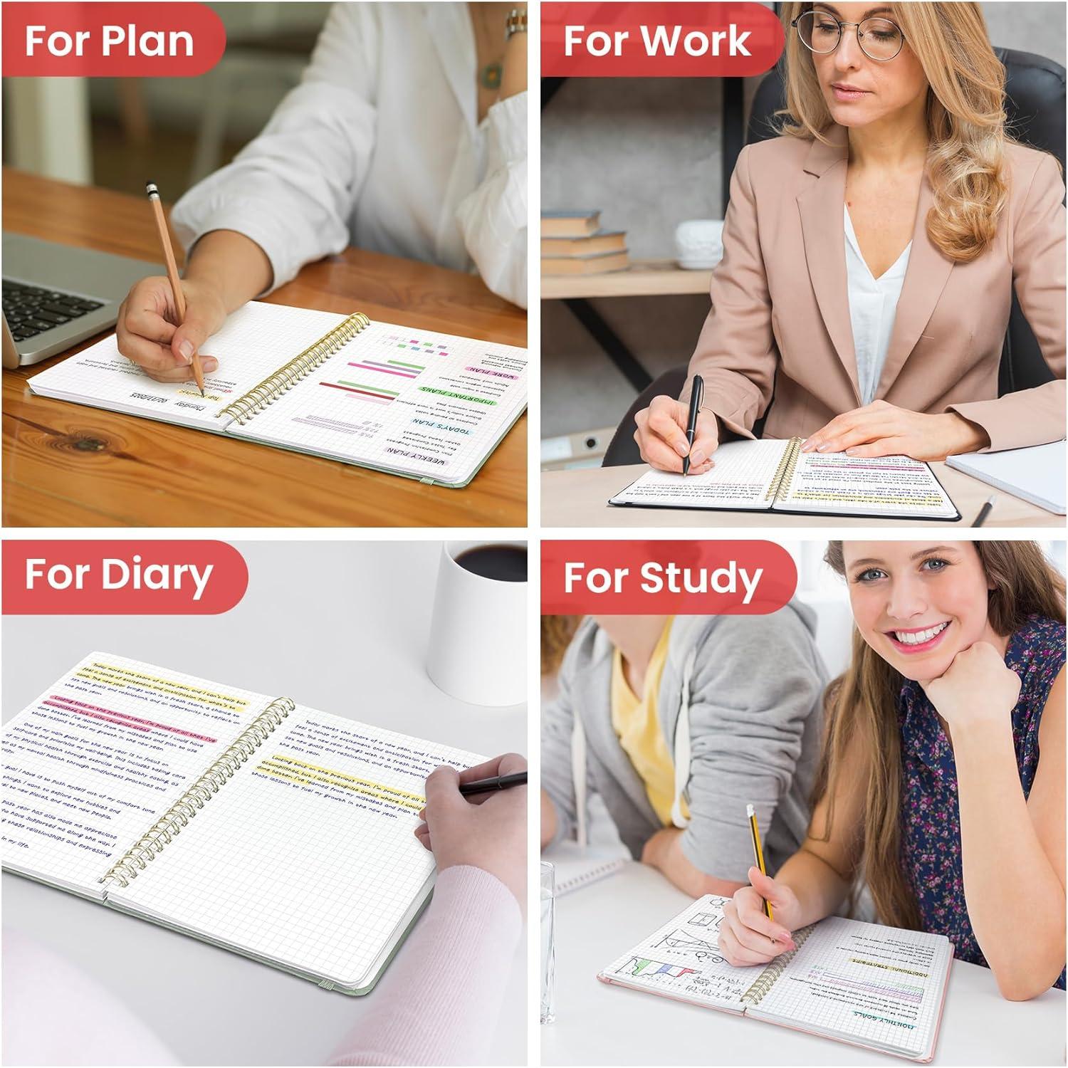 image:imageTaja Lined Spiral Journal Notebook for Women amp Men 140 Pages College Ruled Hardcover Notebook for Work amp Note Taking Journals for Writing A557 x 79 GreenBPink