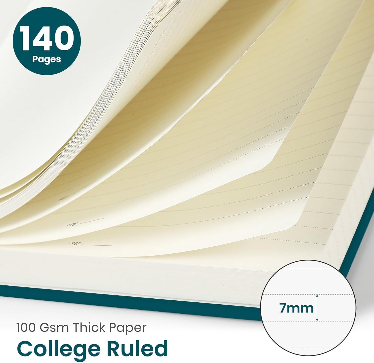 image:imageTaja Lined Spiral Journal Notebook for Women amp Men 140 Pages College Ruled Hardcover Notebook for Work amp Note Taking Journals for Writing A557 x 79 GreenZPine Emerald