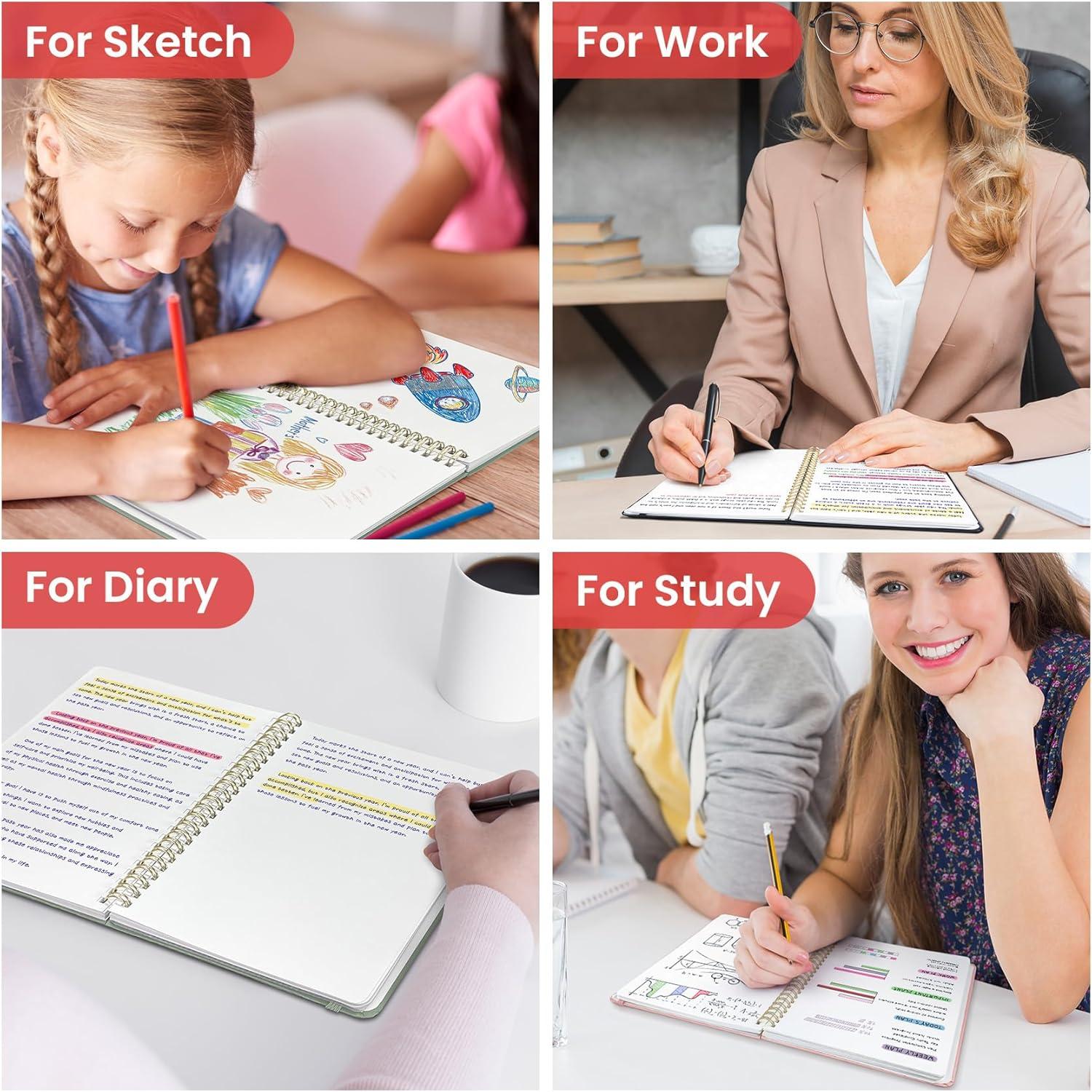 image:imageTaja Lined Spiral Journal Notebook for Women amp Men 140 Pages College Ruled Hardcover Notebook for Work amp Note Taking Journals for Writing A557 x 79 GreenBPink