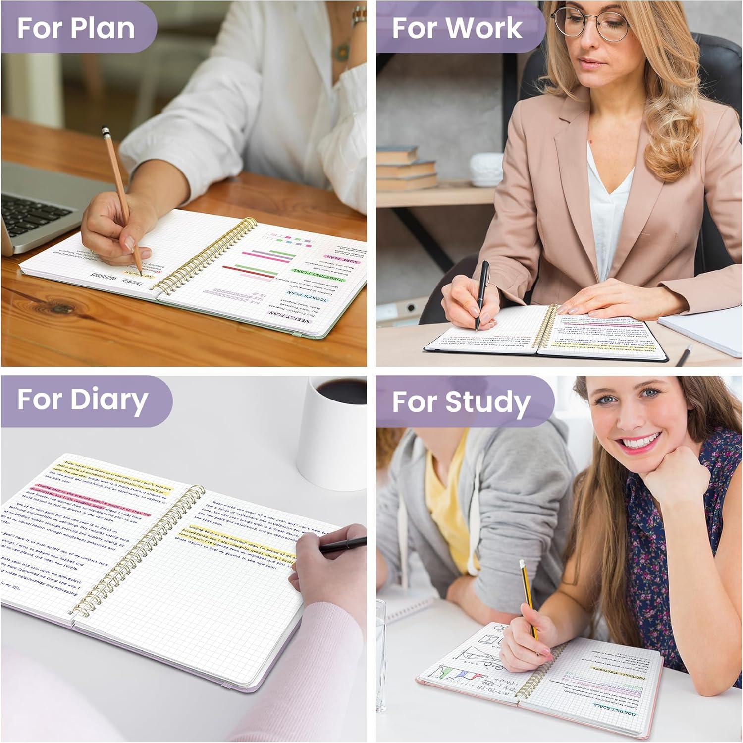 image:imageTaja Lined Spiral Journal Notebook for Women amp Men 140 Pages College Ruled Hardcover Notebook for Work amp Note Taking Journals for Writing A557 x 79 GreenEPurple