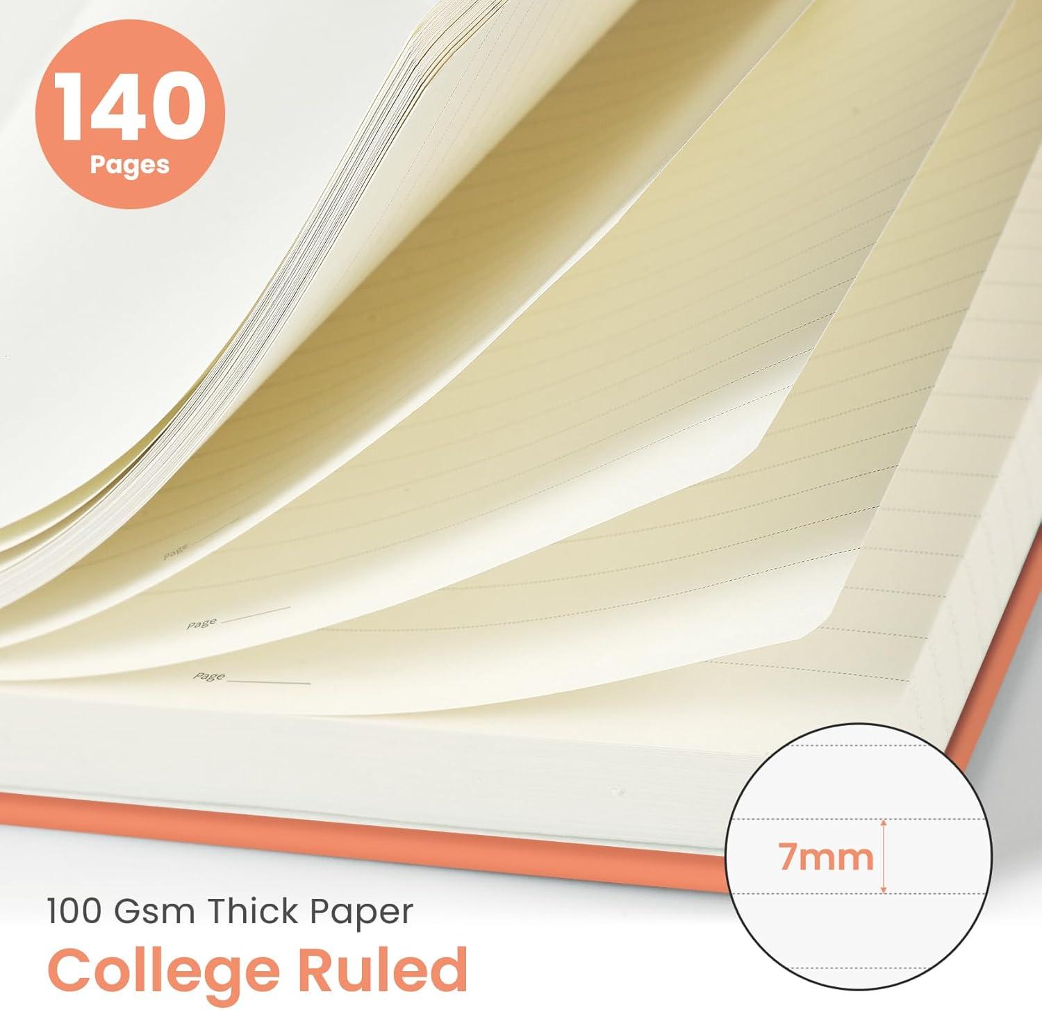 image:imageTaja Lined Spiral Journal Notebook for Women amp Men 140 Pages College Ruled Hardcover Notebook for Work amp Note Taking Journals for Writing A557 x 79 GreenGCoral