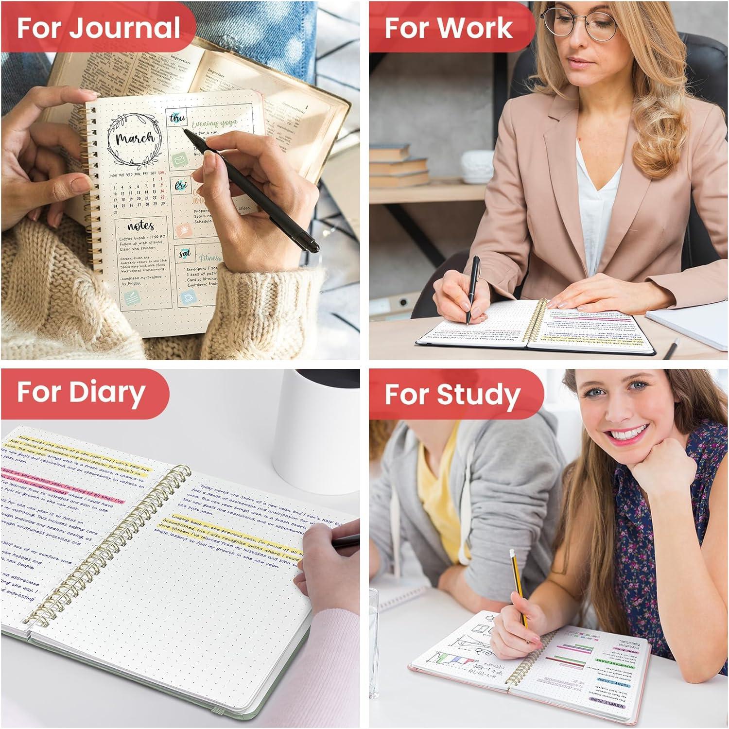 image:imageTaja Lined Spiral Journal Notebook for Women amp Men 140 Pages College Ruled Hardcover Notebook for Work amp Note Taking Journals for Writing A557 x 79 GreenBPink
