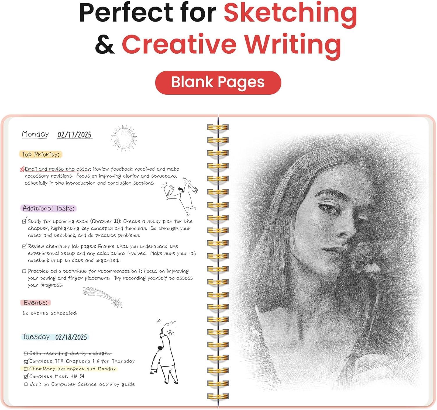 image:imageTaja Lined Spiral Journal Notebook for Women amp Men 140 Pages College Ruled Hardcover Notebook for Work amp Note Taking Journals for Writing A557 x 79 GreenBPink