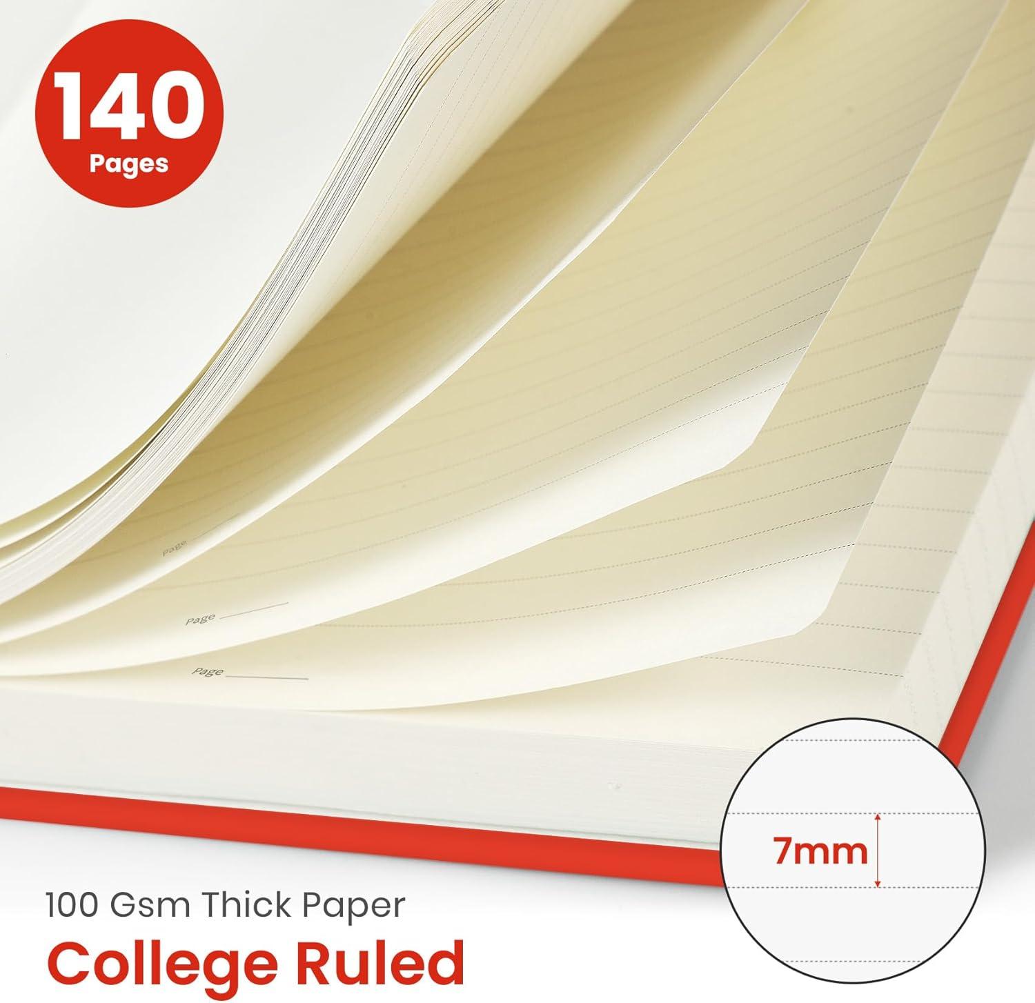 image:imageTaja Lined Spiral Journal Notebook for Women amp Men 140 Pages College Ruled Hardcover Notebook for Work amp Note Taking Journals for Writing A557 x 79 GreenRTomato Red