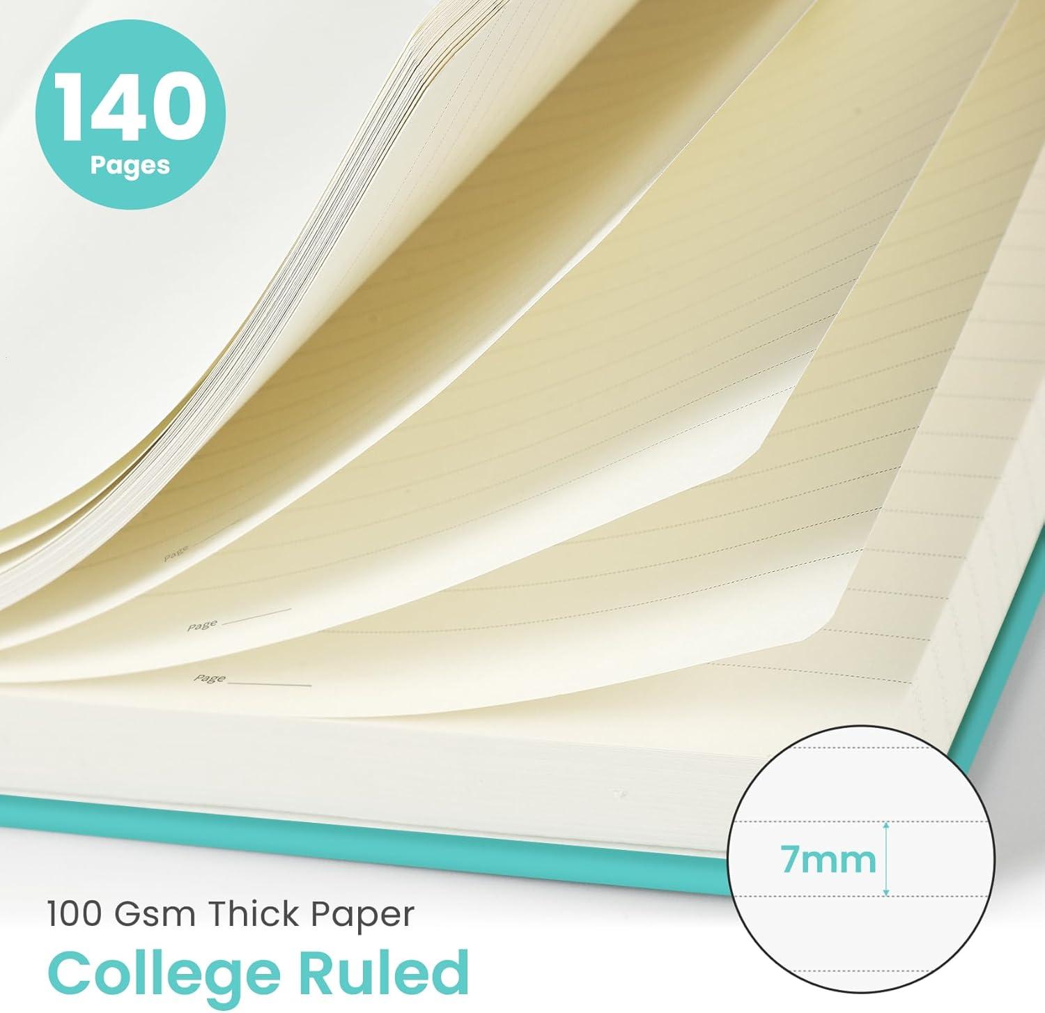 image:imageTaja Lined Spiral Journal Notebook for Women amp Men 140 Pages College Ruled Hardcover Notebook for Work amp Note Taking Journals for Writing A557 x 79 GreenMAquamarine
