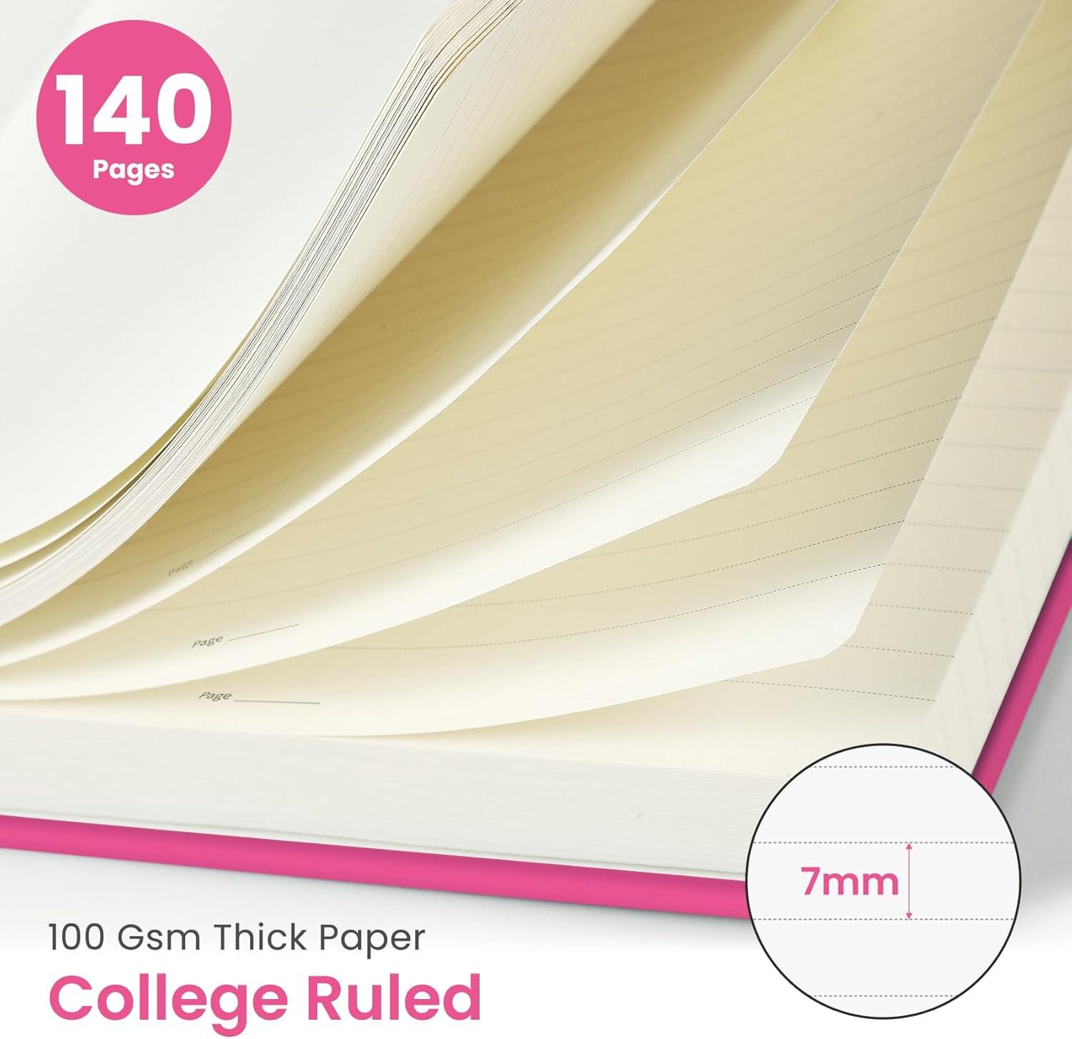 image:imageTaja Lined Spiral Journal Notebook for Women amp Men 140 Pages College Ruled Hardcover Notebook for Work amp Note Taking Journals for Writing A557 x 79 GreenZBerry Pink