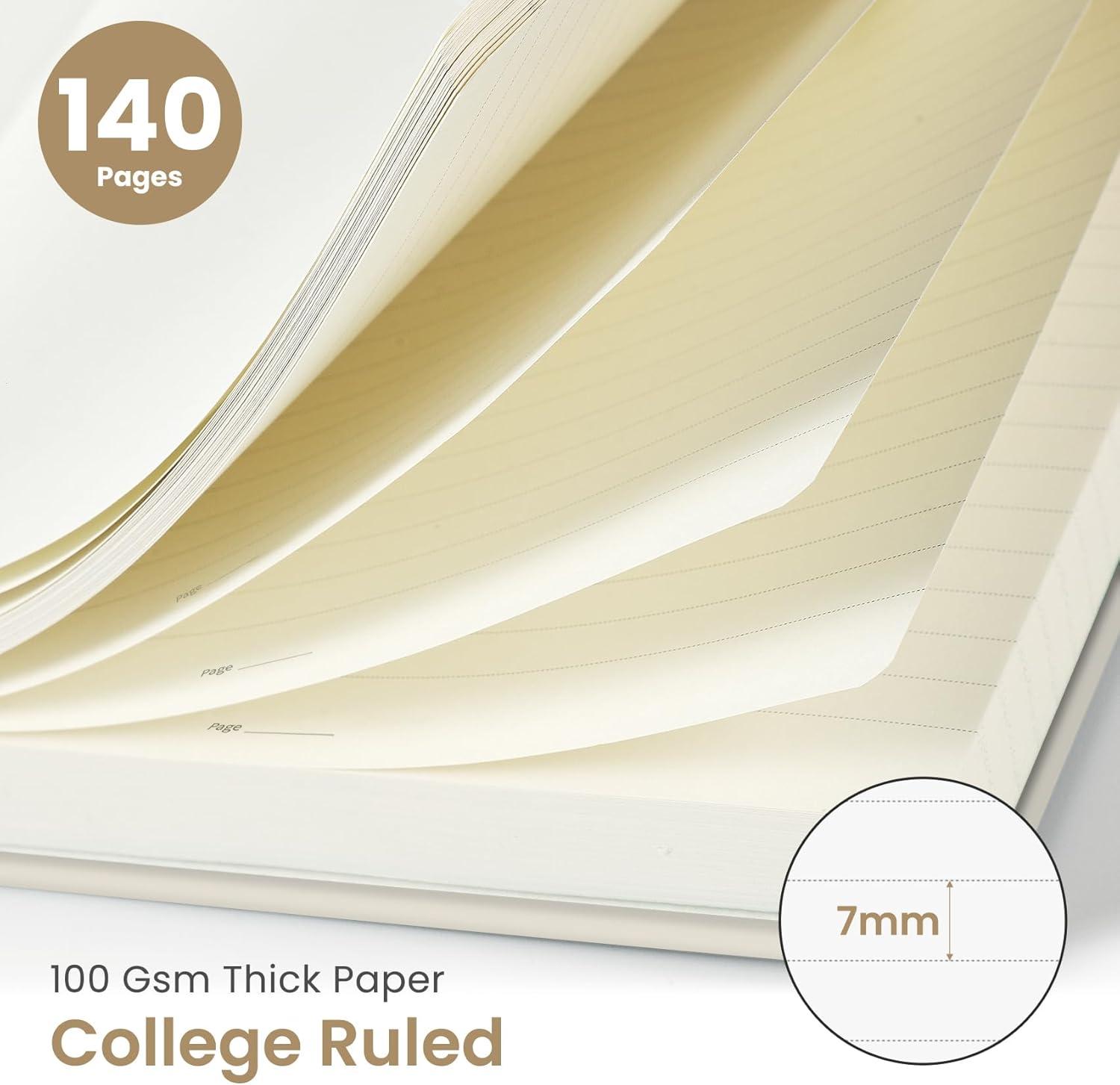 image:imageTaja Lined Spiral Journal Notebook for Women amp Men 140 Pages College Ruled Hardcover Notebook for Work amp Note Taking Journals for Writing A557 x 79 GreenLBeige